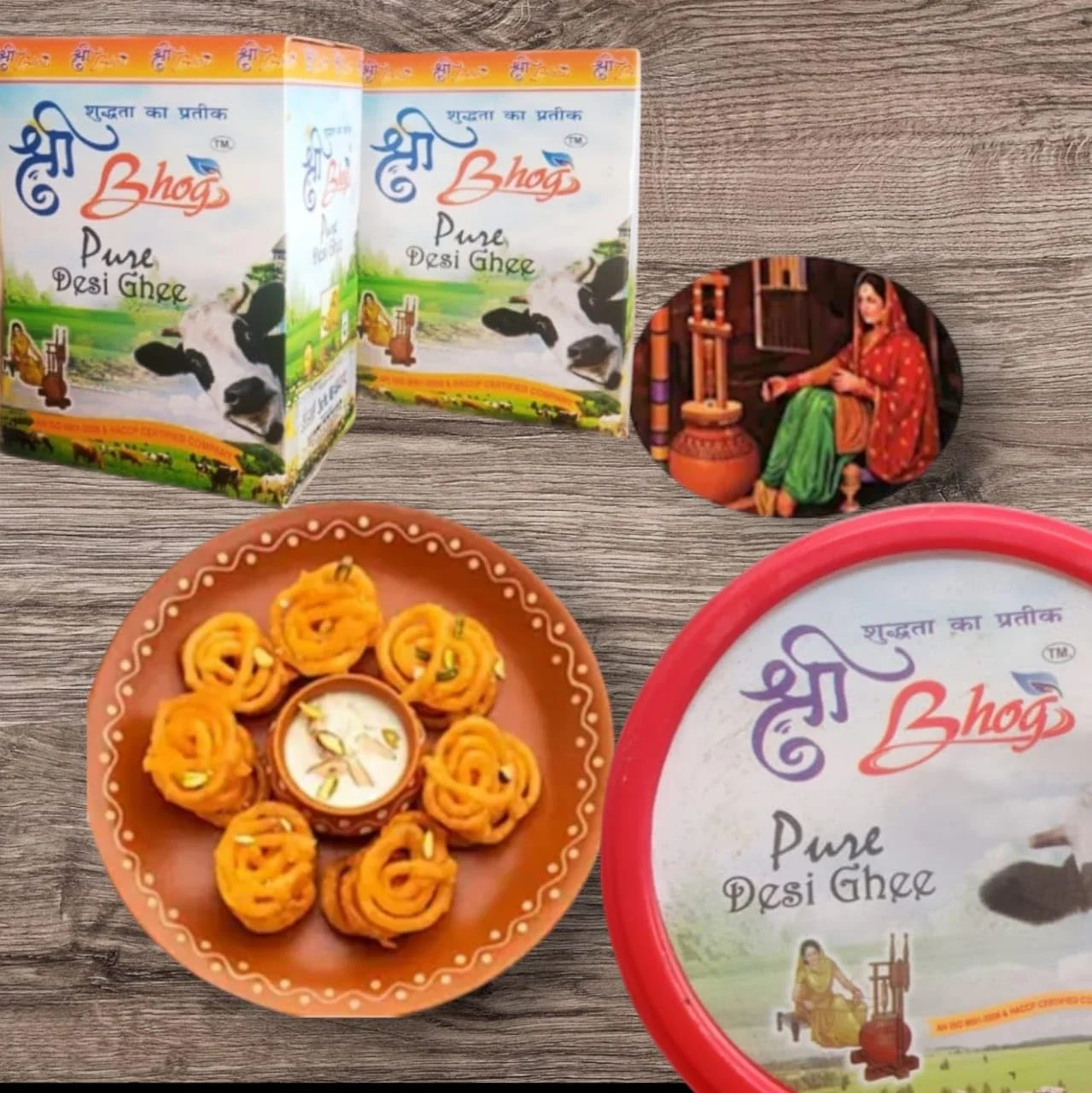Premium Desi Ghee By Shree Bhog | Great Source Of Essential Nutrients Desi Ghee Perfect For Strong Bones | (1 Litre) 33.8 Ounce | Jar Pack - Image 2