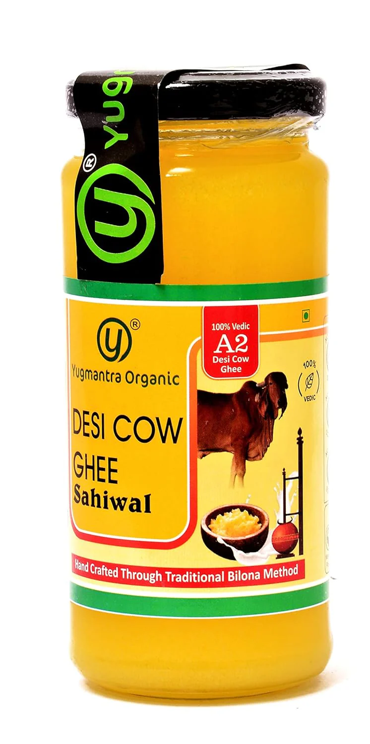 Premium Desi Sahiwal Cow Ghee By Yugmantra Organic Foods | Healthy & Delicious Desi Ghee For Daily Pooja & Daily Kitchen Dishes | (250ml) 8.4 | Jar Pack - Image 3