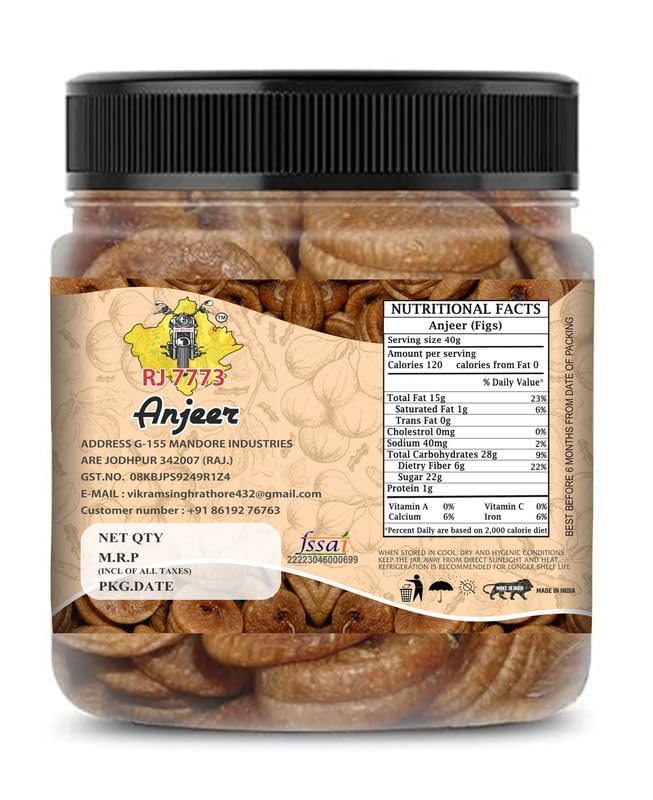 Premium Dried Afghani Anjeer Dried Figs By RJ 7773 | Rich Source Of Fibre Calcium & Iron | Low In Calories And Fat Free | Non-gmo Dried Figs 1kg, Jar Pack | 35.2 Ounce - Image 4