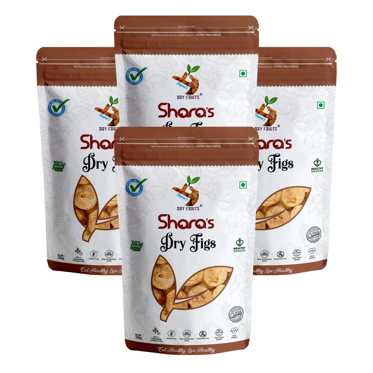 Premium Dry Figs Anjeer By Shara's Dry Fruits 1kg, (Pack of 4 *250g Each) | Healthy & Tasty Nutritions Dried Fig Dry Fruits Anjeer | 35.2 Ounce