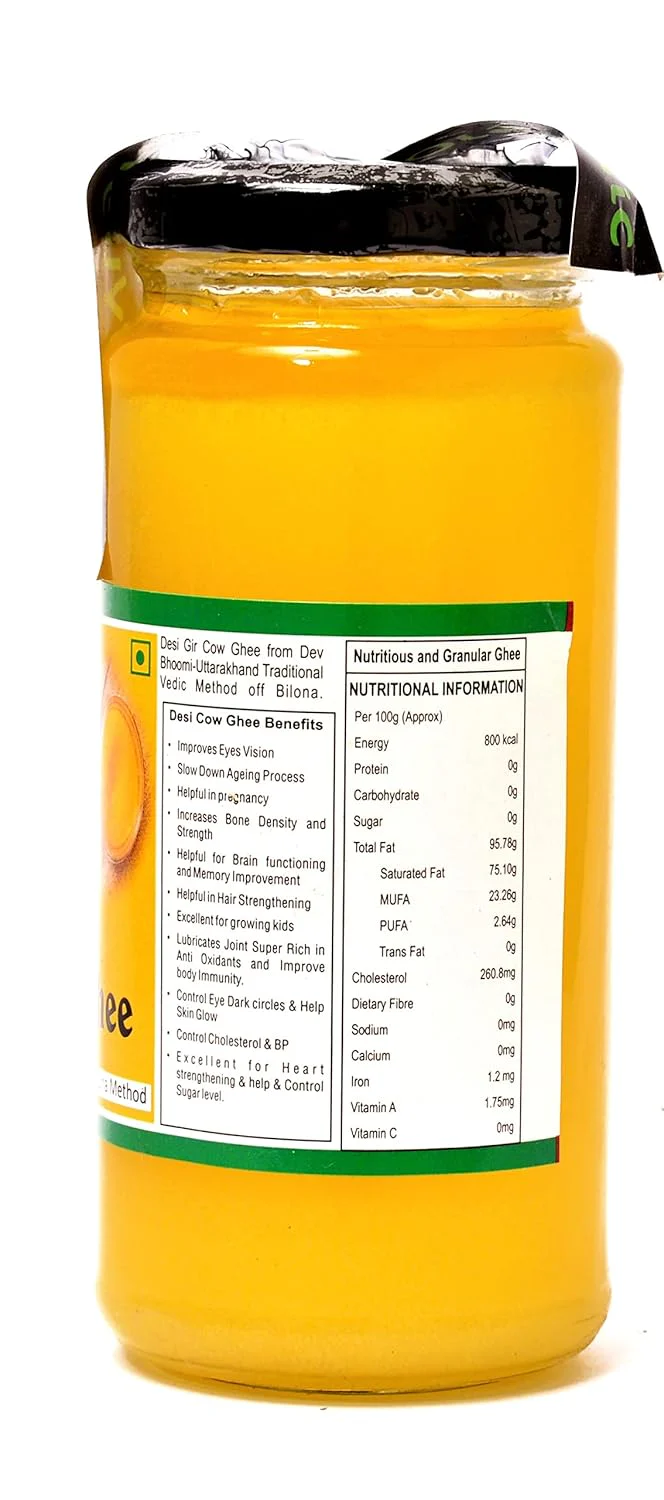 Premium Gir Desi Cow Ghee By Yugmantra Organic | Highly Nutritious Bilona Method Pure & Fresh Danedar Desi Cow Ghee | (250ml) 8.4 Ounce | Jar Pack - Image 2