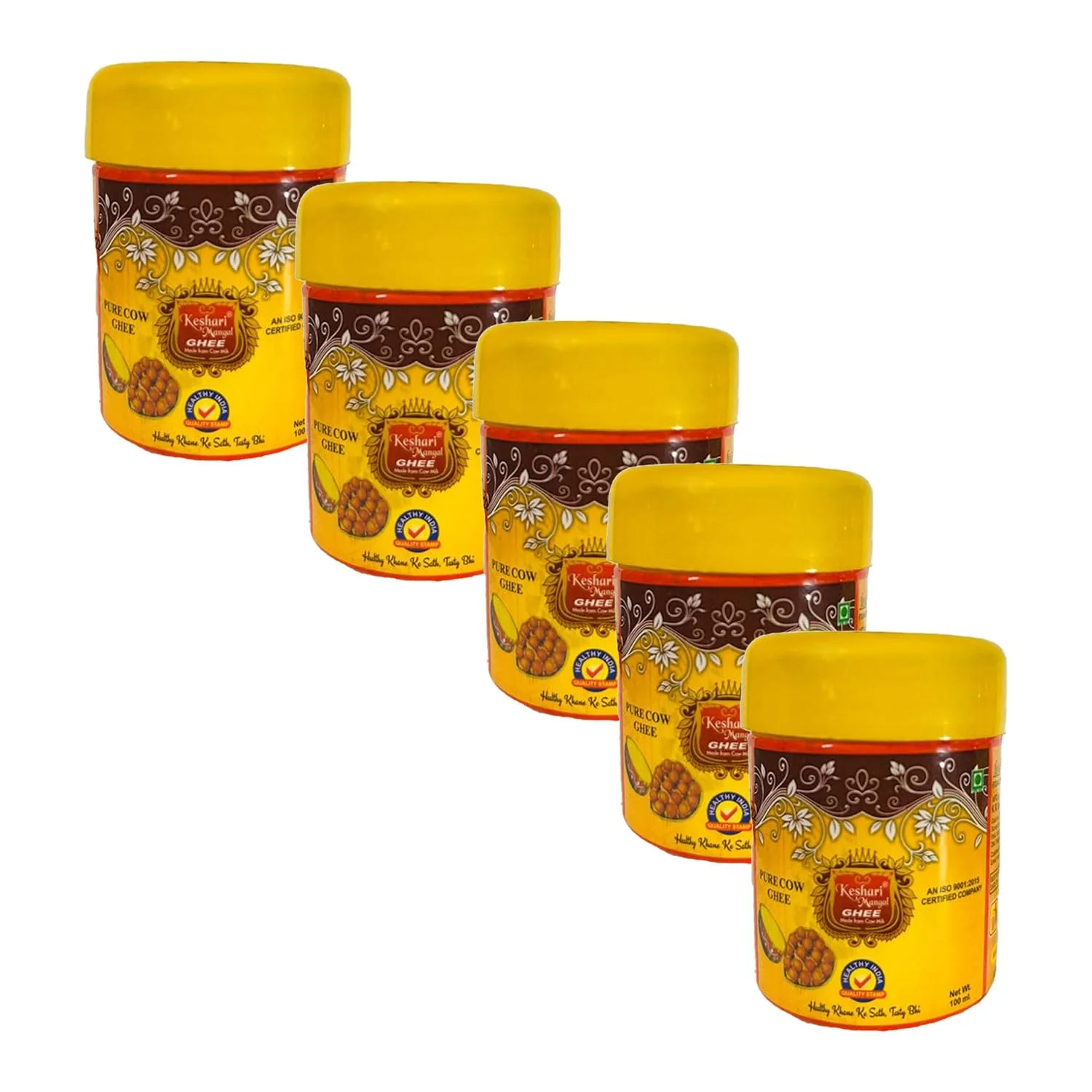 Premium Natural Cow Desi Ghee By Keshari Mangal | Highly In Nutritious Helps Keep Your Bones Healthy Desi Cow Ghee | 500ml (100ml * 5) 16.9 Ounce | Jar Pack - Image 2