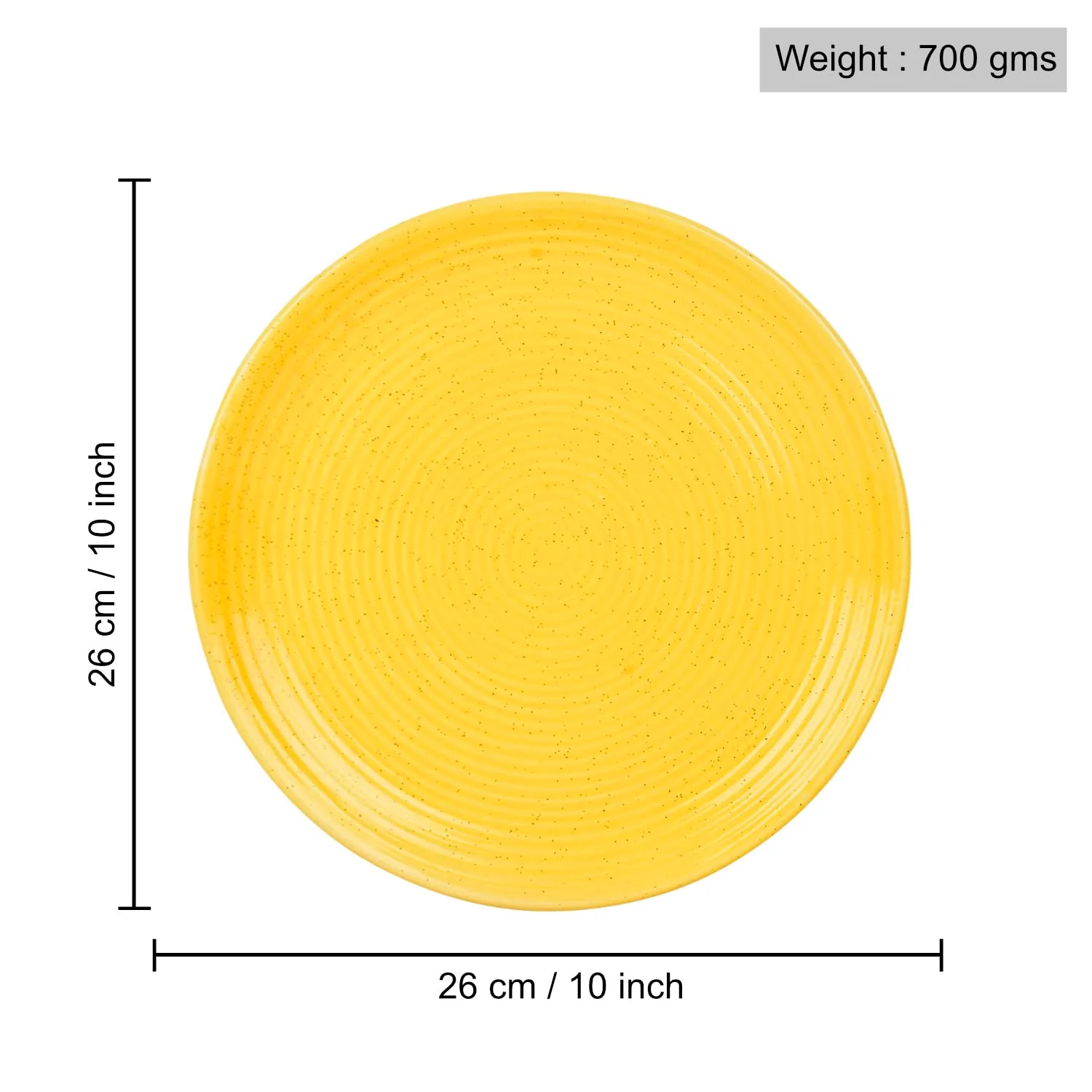 Premium Ribbed Ceramic Dinner Serving Plates Set Of 2 - Yellow, Diameter: 10 Inches | Full Plates - Golden Glow Collection - Image 6