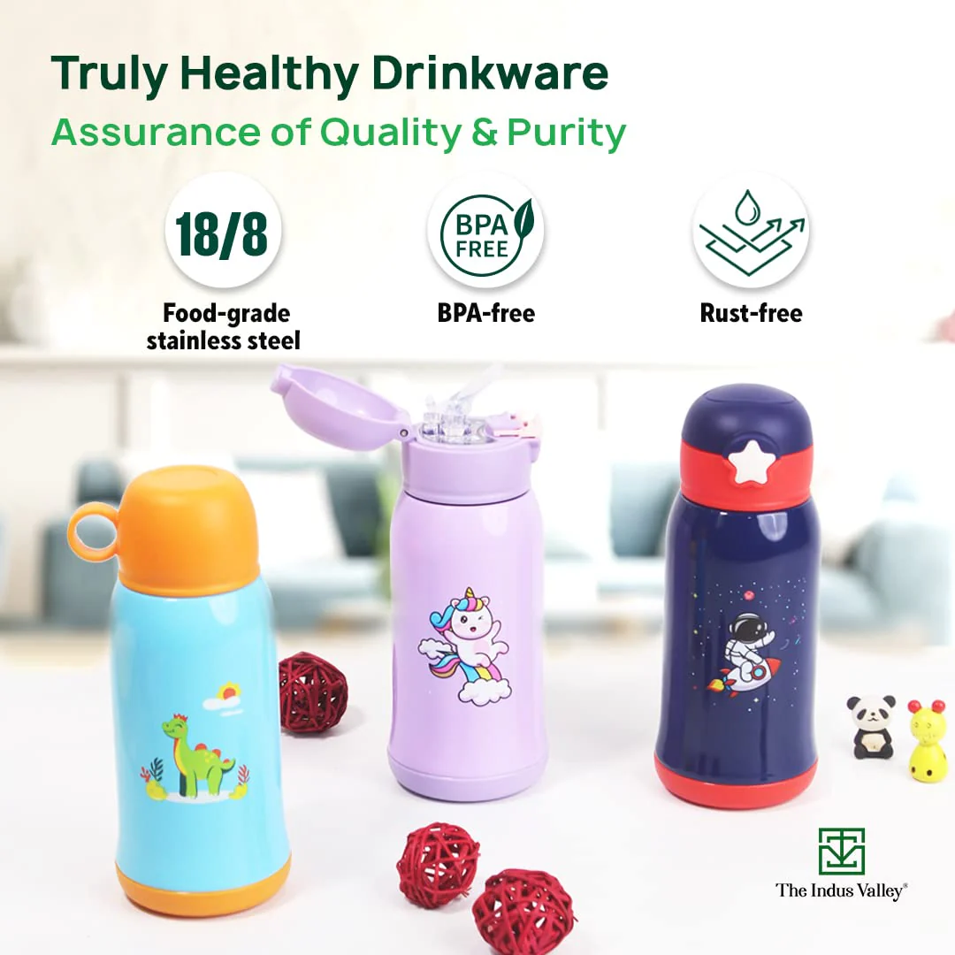Pro-Hydro Vacuum Insulated Kids Sippy With 2 Lids - Food Grade Stainless Steel | Leak Proof, BPA Free 450ml, Dark Blue - Image 5