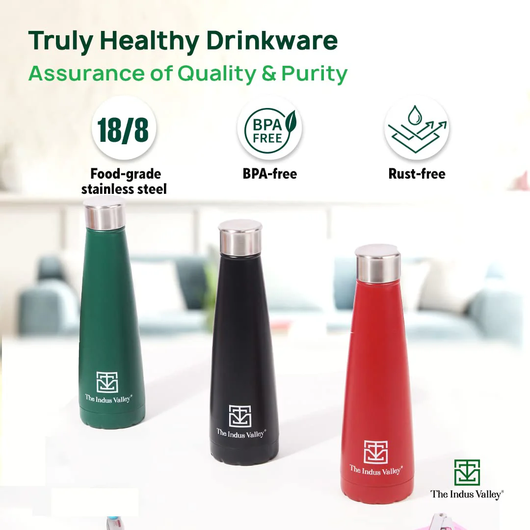 Pro-Hydro Vacuum Insulated Stainless Steel Narrow Mouth Bottle For School, College, Office - Black, 500ml | Double Walled, Hot & Cold Temperature, Leak Proof, BPA-Free - Image 3