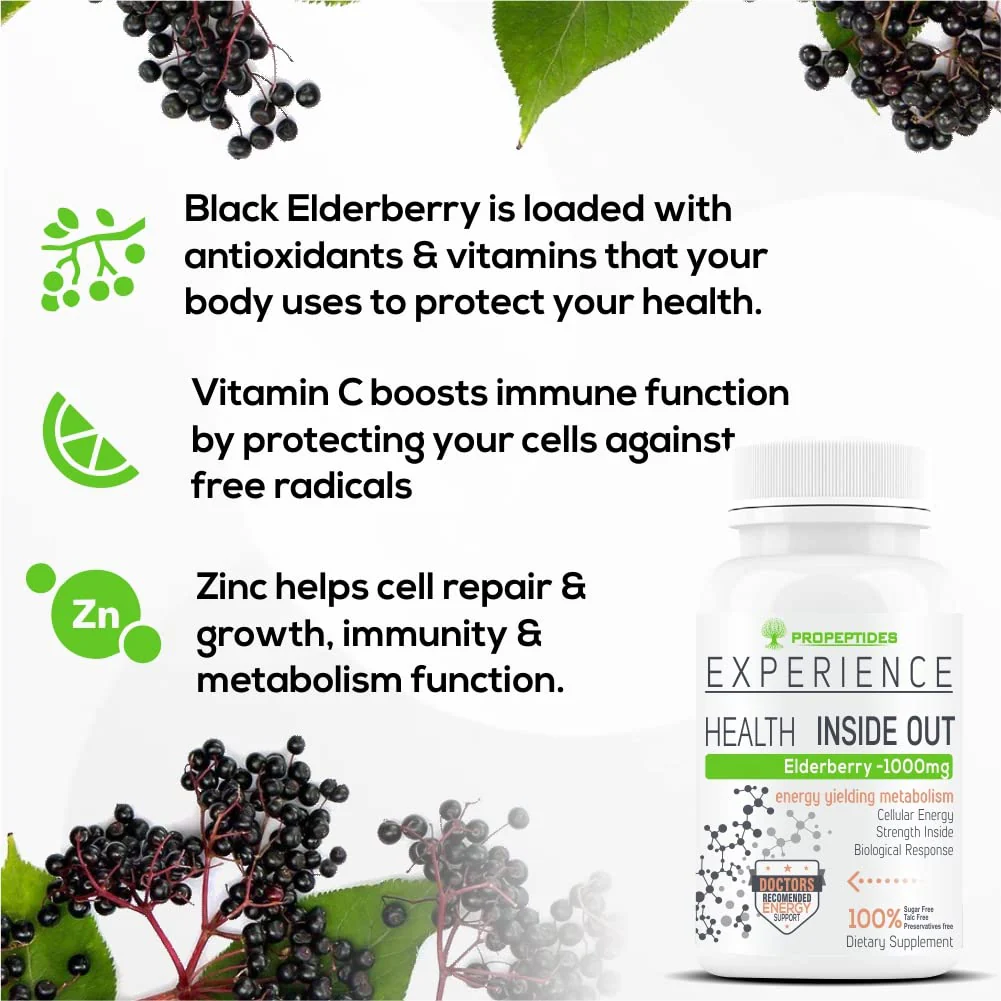 Propeptides Elderberry Standardized Extract To Boost Immunity Strength & Energy Levels, Powerful Immune Booster That Helps Keep You Healthy | 60 Sugar Free Tablets 100gm 0.2lbs - Image 4