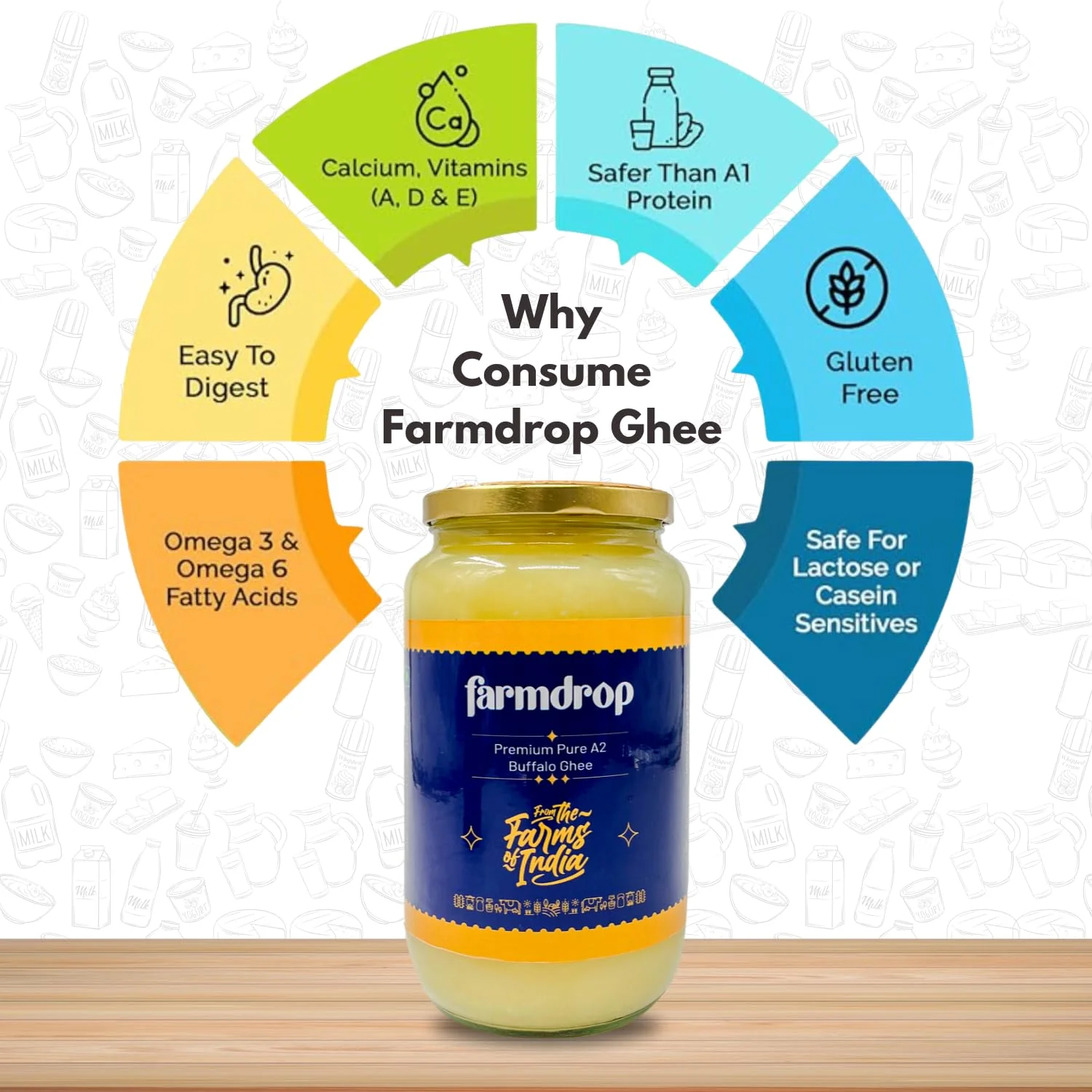 Pure A2 Buffalo Desi Ghee By Farmdrop | Natural & Healthy Desi Ghee With Rich Aroma Good For Eyes | (500ml) 16.9 Ounce | Jar Pack - Image 5