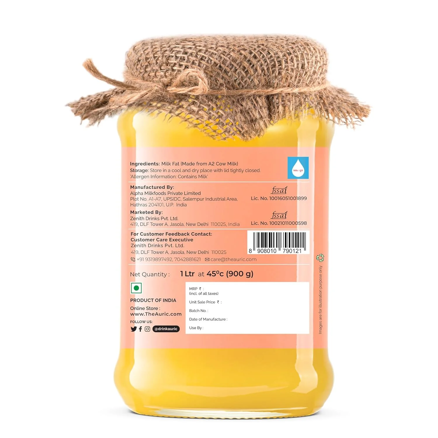 Pure A2 Desi Cow Ghee By Auric | Healthy & Delicious Desi Ghee For Daily Pooja & Daily Kitchen Dishes Good For Laddus | (1 Litr) 33.8 Ounce | Jar Pack - Image 2