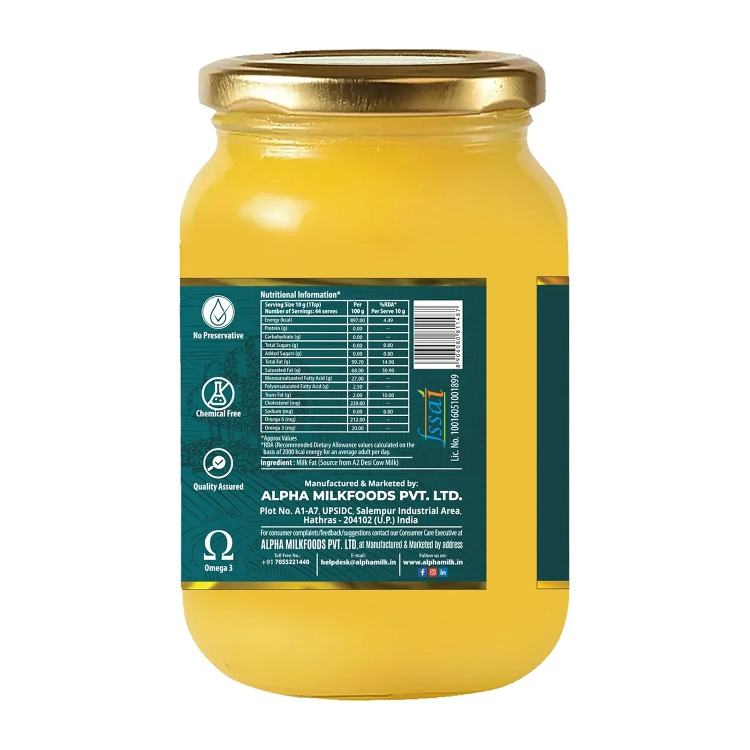 Pure A2 Desi Cow Ghee By Farmer Fresh | Highly Nutritious Rich Flavor & Ayurvedic Benefits Pure Desi Ghee For Good Health | (1 Litr) 33.8 Ounce | Jar Pack - Image 2