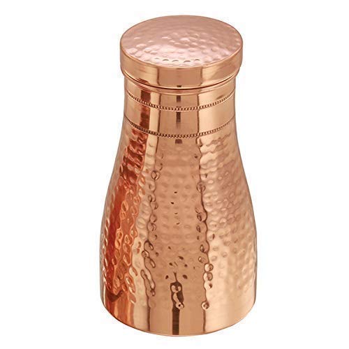 Pure Copper Bedroom Water Bottle - 1 Liter | Bedside Carafe - Bedroom Jar With Inbuilt Copper Glass - Vessel - Image 5
