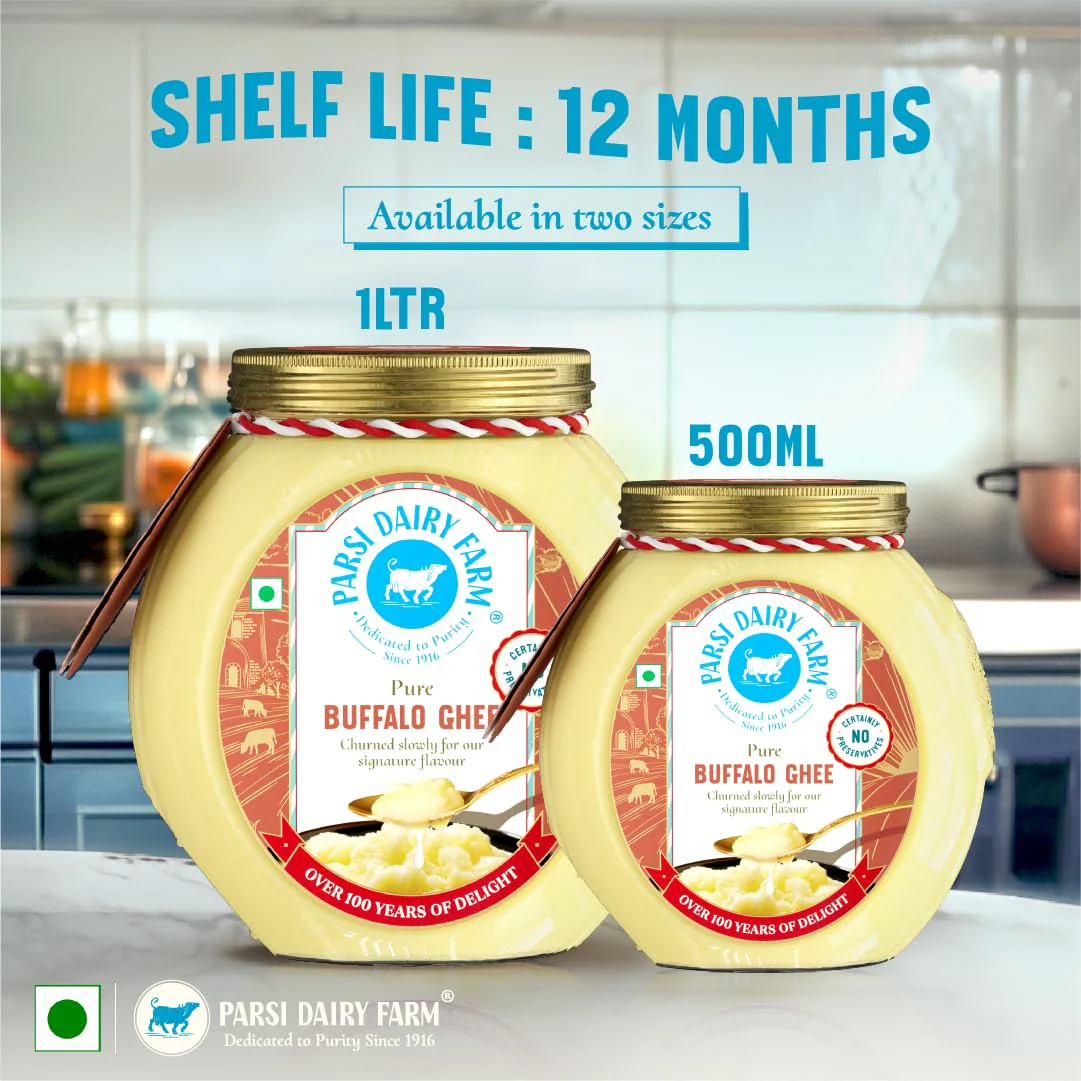 Pure Desi Buffalo Ghee By Parsi Dairy Farm'S | Healthy & Nutrients Buffalo Ghee Perfect For Glowing Skin | (500ml) 16.9 Ounce | Jar Pack - Image 5