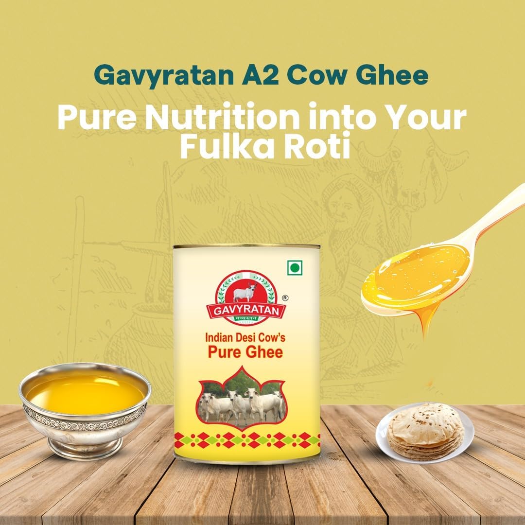 Pure Desi Cow'S Ghee By Shri Pathmeda | Good Source Of Healthy Desi Cow Ghee Perfect For Glowing Skin | 5 Litre (1 Litr * 5) 169.0 Ounce | Tin Pack - Image 3