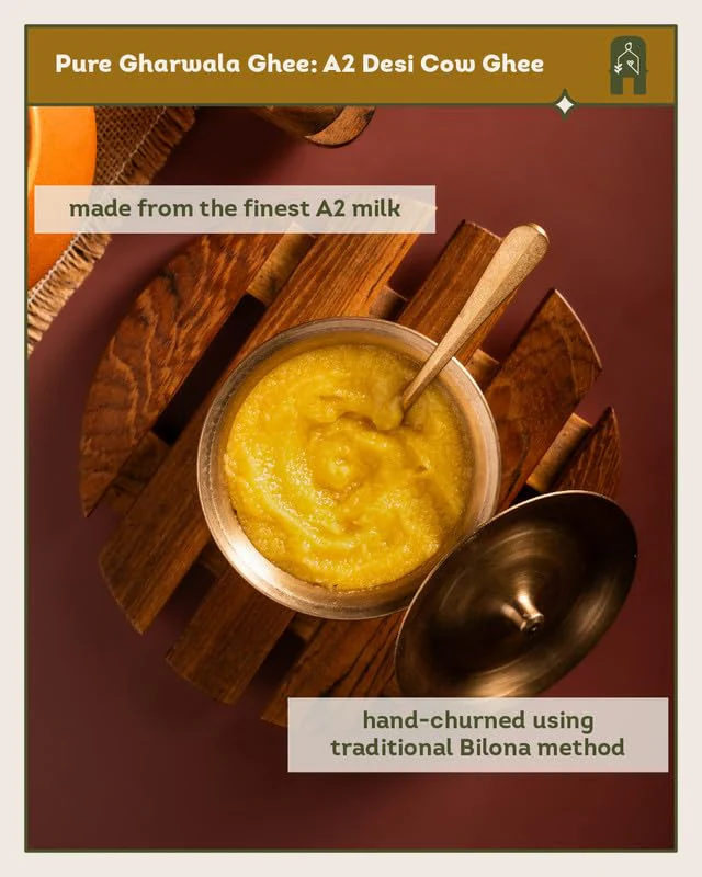 Pure Gharwala A2 Desi Cow Ghee By Aazol | Curd Churned Using Bilona Method Healthy Pure Desi Ghee Good For Skin | (500ml) 16.9 Ounce | Jar Pack - Image 5