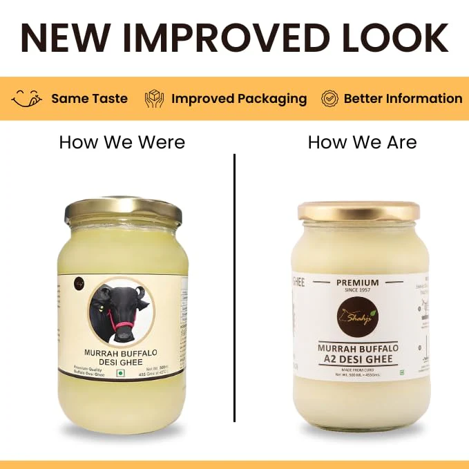Pure Murrah Buffalo A2 Desi Ghee By Shahji | High In Protein Fiber & Nutrients Healthy Desi Ghee For Bakes Cookies | (500ml) 16.9 Ounce | Jar Pack - Image 2