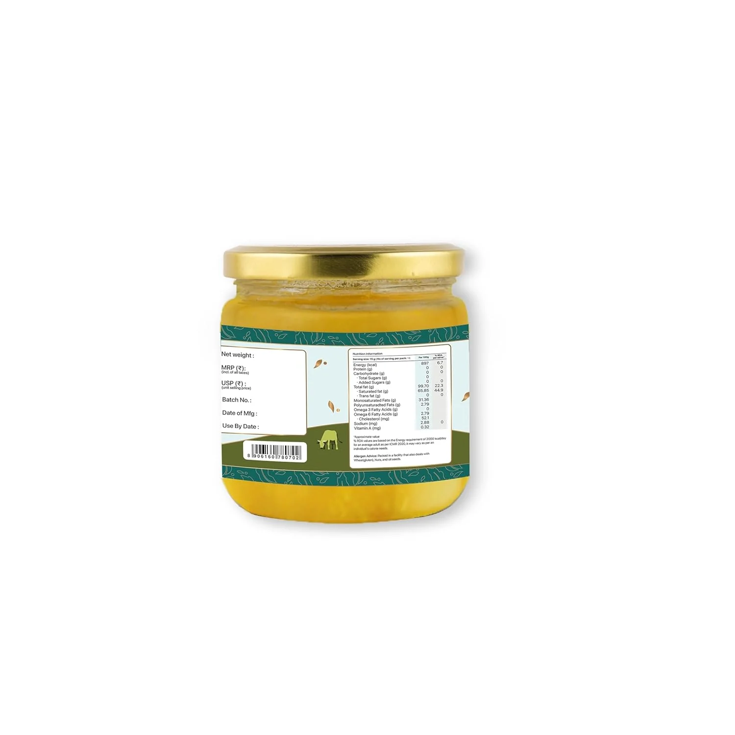 Pure Natural A2 Bilona Cow Ghee By Asmita Organic Farms | Healthy & Nutrients Desi Ghee Perfect For Glowing Skin | (250ml) 8.4 Ounce | Jar Pack - Image 3