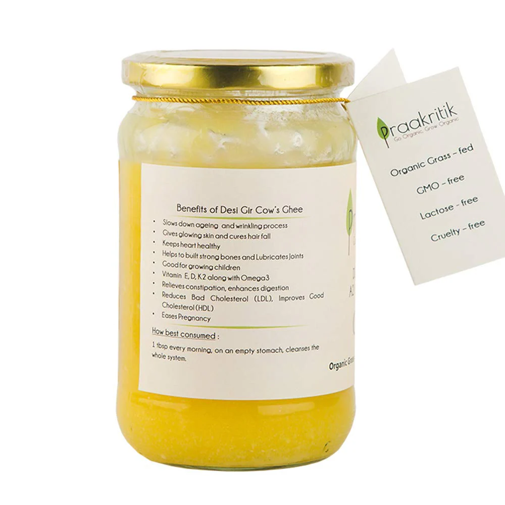 Pure Natural A2 Gir Cow Desi Ghee By Praakritik | High In Protein Fiber & Nutrients Healthy Desi Ghee Good For Weight Loss | (500ml) 16.9 Ounce | Jar Pack - Image 2