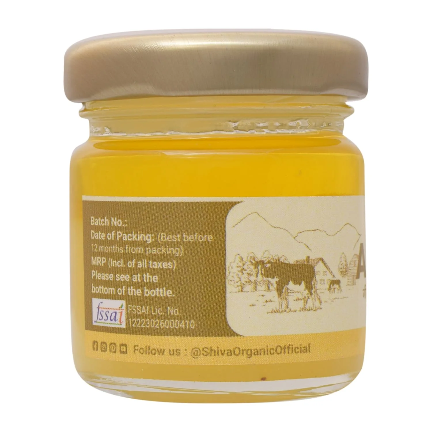 Pure Natural A2 Gir Cow Ghee By Shiva Organic | High In Protein Fiber & Healthy Delicious Desi Ghee Good For Weight Loss | (50ml) 1.6 Ounce | Jar Pack - Image 2