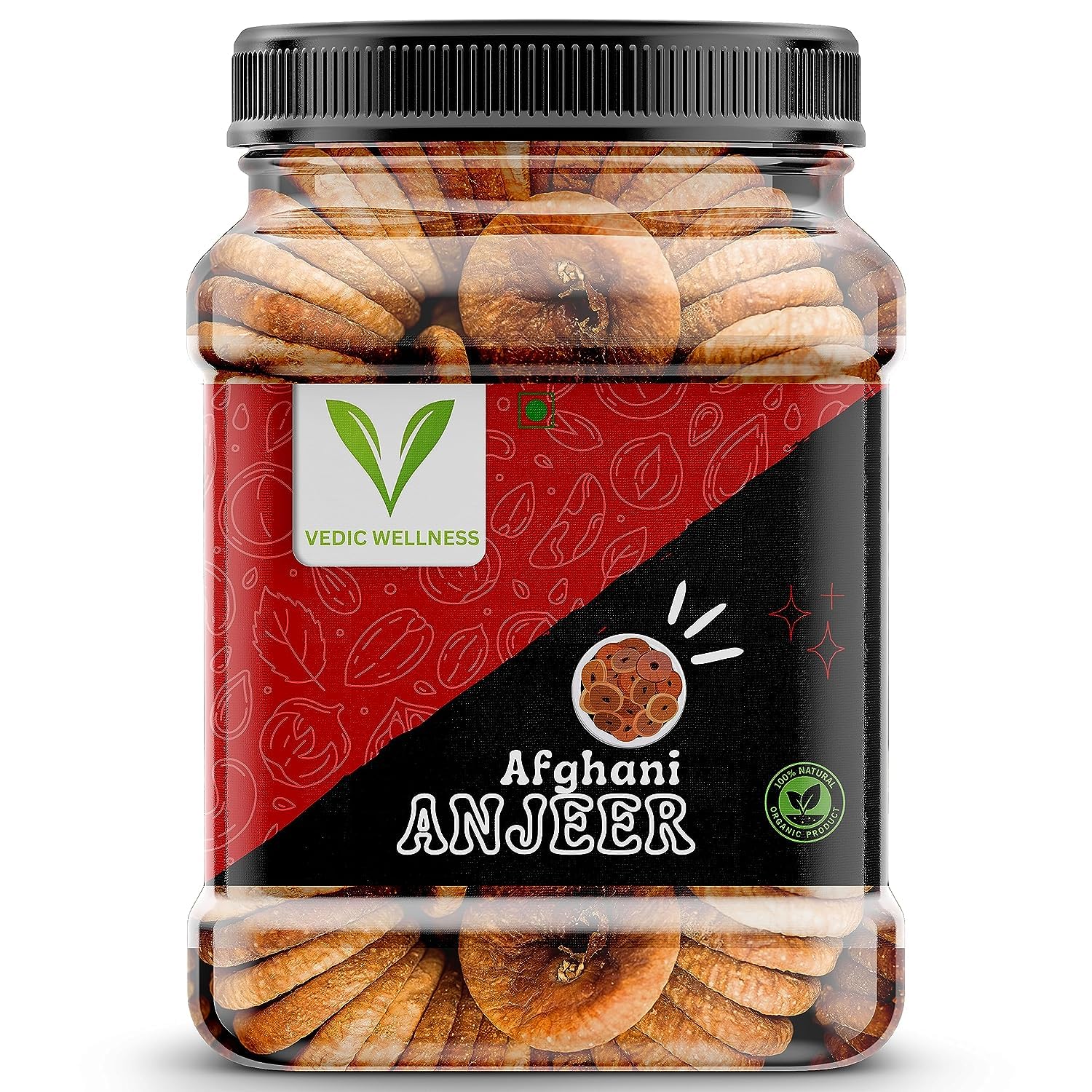 Pure Natural Afghani Anjeer Dried Figs By Vedic Wellness 250gm, | Rich In Iron, Fibre & Vitamins Fig, Afghanistan Anjir Dry Fruit Jar Pack | 8.8 Ounce