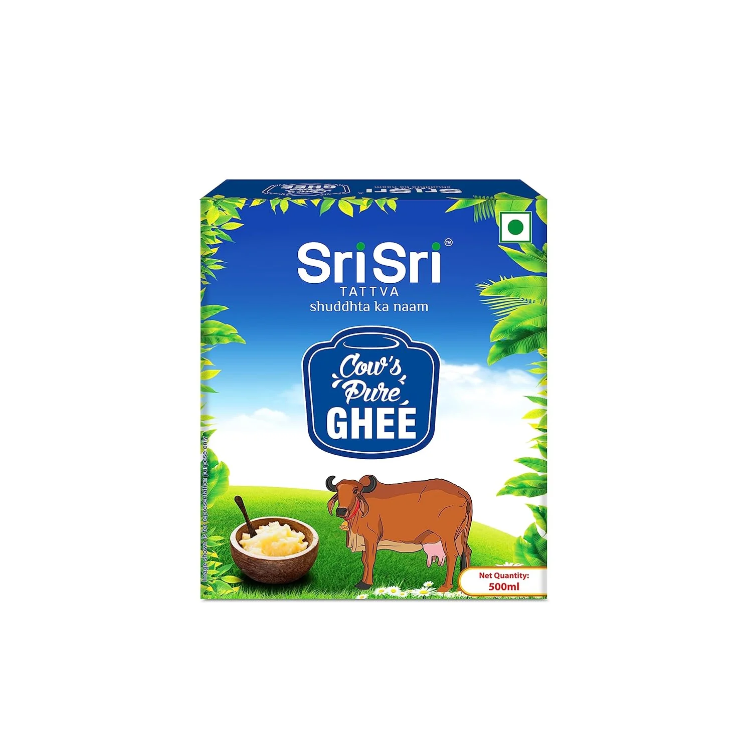 Pure Natural Cow Ghee By Sri Sri Tattva Shuddhta Ka Naam | Pure Healthy Cow Ghee Perfect For Digestive Health | (500ml) 16.9 Ounce | Box Pack