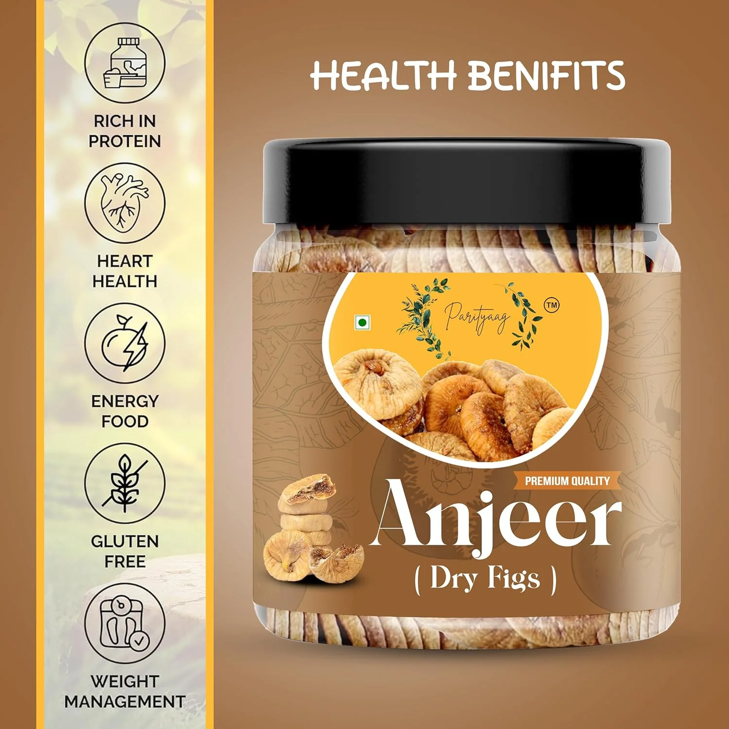 Pure Natural Dried Afghani Anjeer Dried Figs By Parityaag 500gm, | Rich Source Of Fibre Calcium & Iron | Low In Calories & Fat Free | Non-gmo Dried Figs Jar | 17.6 Ounce - Image 2