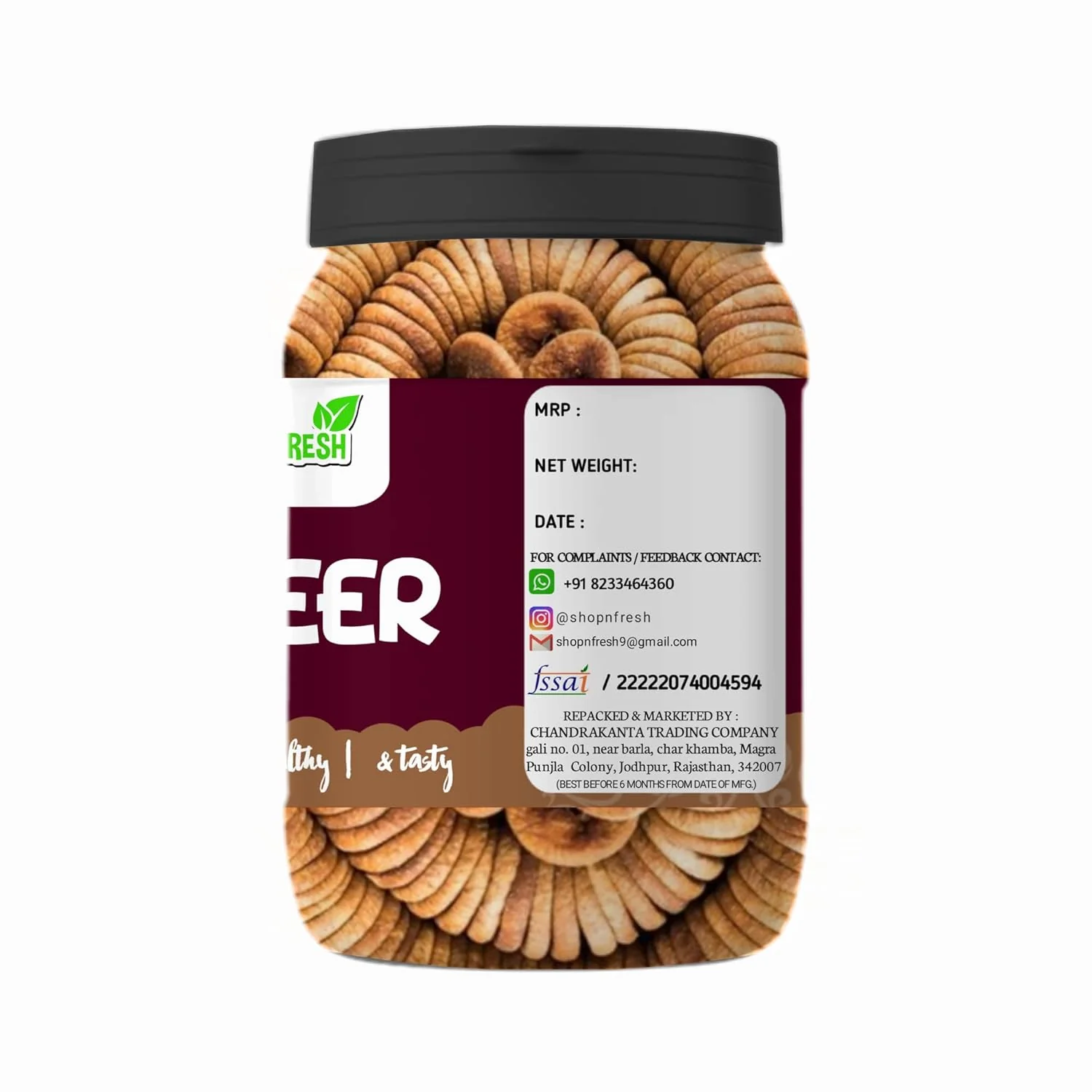 Pure Natural Dry Figs Afghani Anjeer By Shop N Fresh 400gm, | Dry Fruits Afghani Anjeer Healthy & Tasty Dry Anjeer Jar | 14.1 Ounce - Image 2