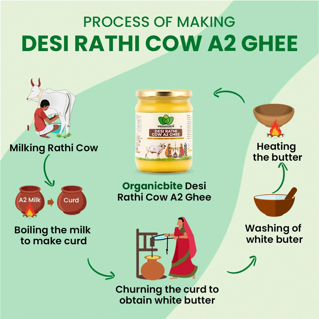 Pure Organic A2 Desi Rathi Cow Ghee By Organicbite | High In Protein Fiber Healthy Desi Ghee Good For Digestive Health | (500ml) 16.9 Ounce | Jar Pack - Image 3
