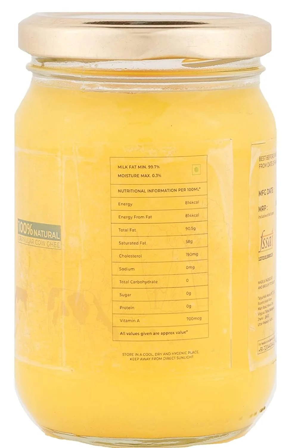 Pure Organic Bilona Ghee By Tatya Milk Works | Naturally Rich In Vitamin A & Protein Fiber Healthy Desi Ghee Perfect For Improves Digestion | 3 Litre (1 Litr * 3) 101.4 Ounce | Jar Pack - Image 2