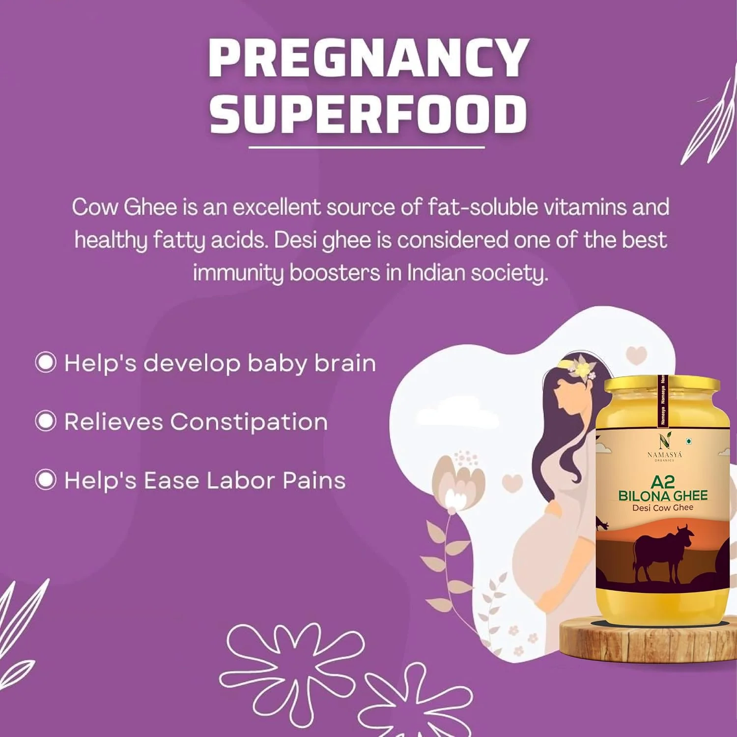 Pure Premium A2 Bilona Desi Cow Ghee By Namasya Organics | Rich In Nutrients Flavor Healthy Desi Ghee Perfect For Overall Health | (100ml) 3.3 Ounce | Jar Pack - Image 3