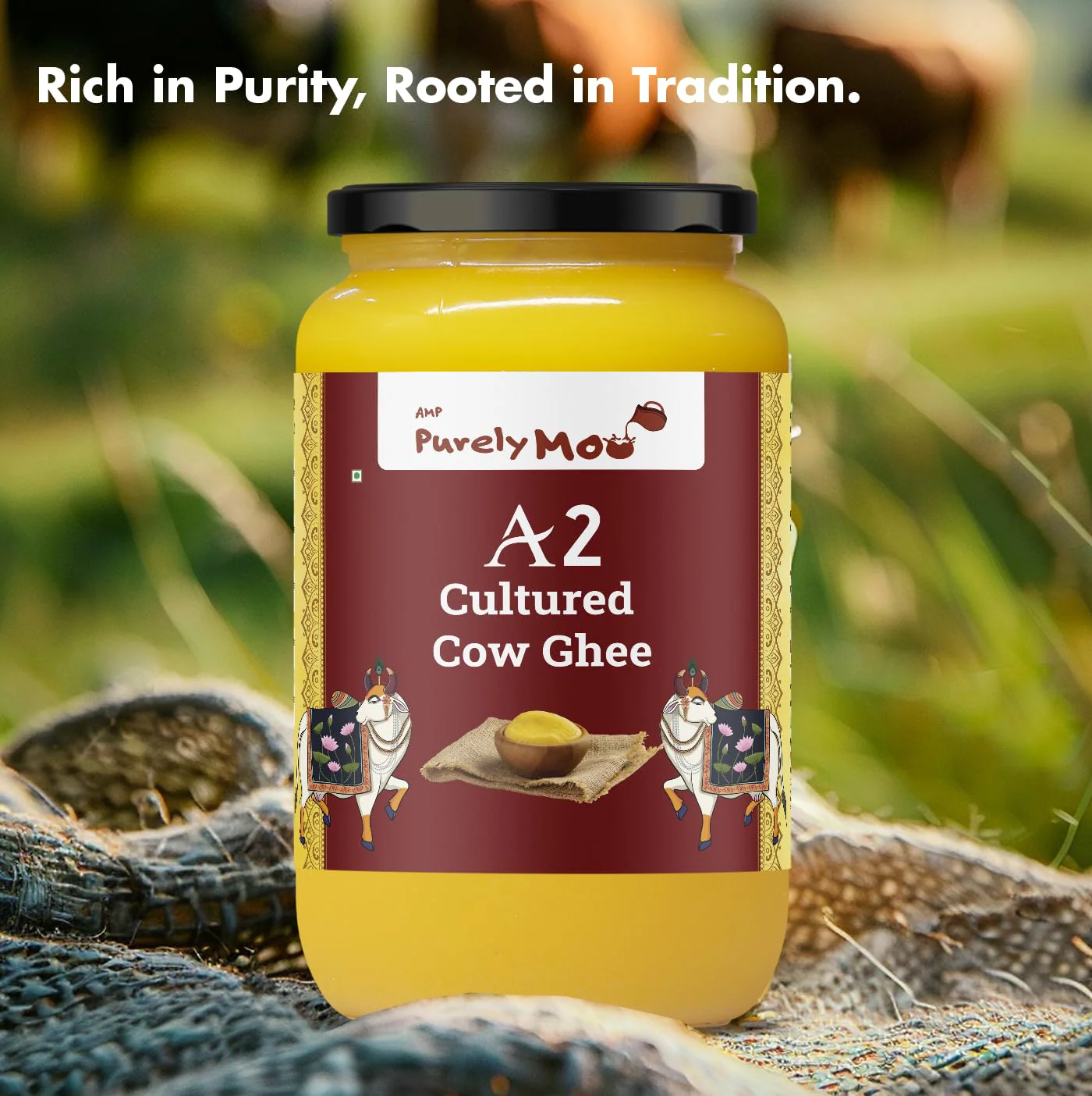 Pure Premium A2 Cultured Gir Cow Ghee By AMP Purely Moo | Natural & Healthy Desi A2 Cow Ghee Good For Calcium | (250ml) 8.4 Ounce | Jar Pack - Image 4