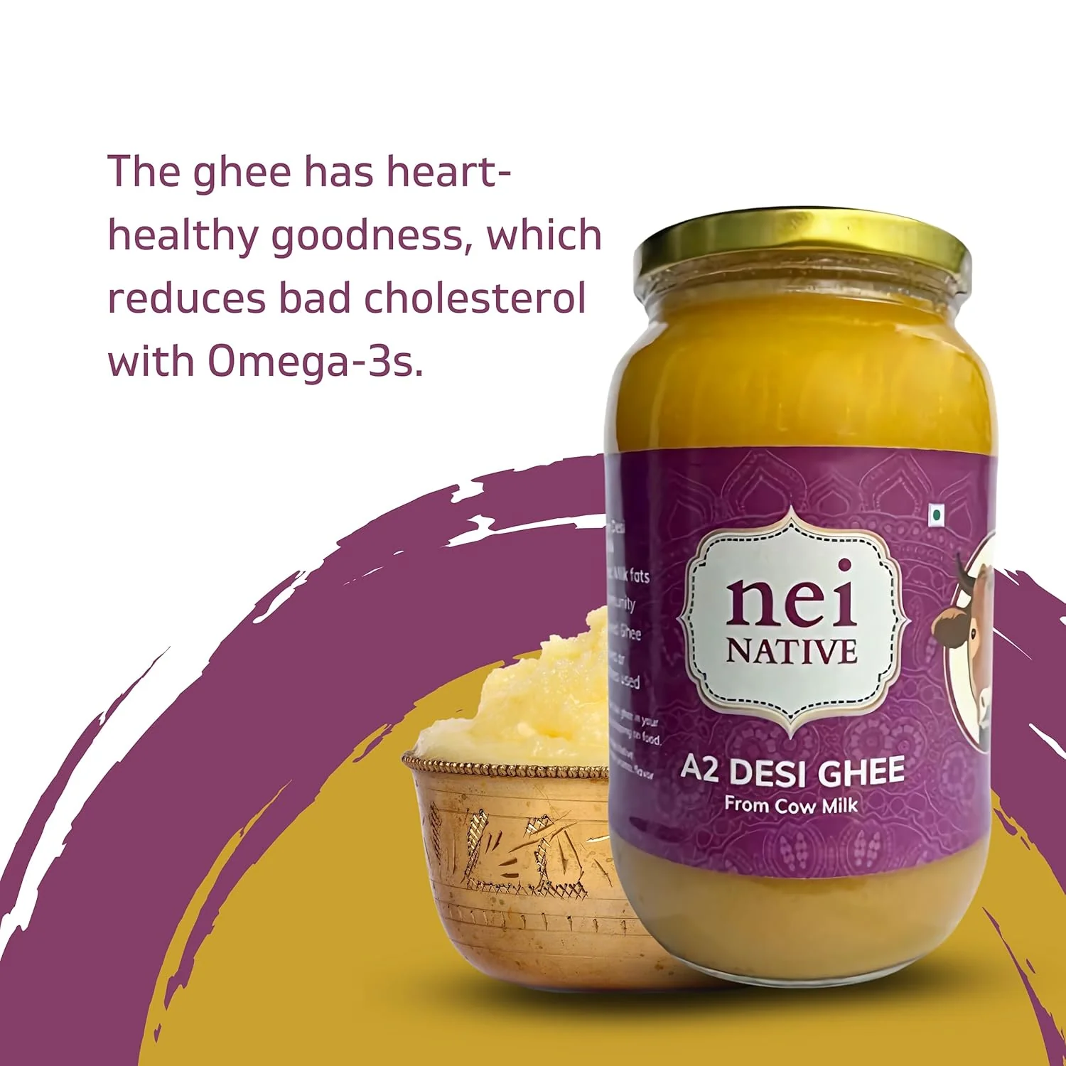 Pure Premium A2 Desi Ghee By Nei Native | Pure Bilona Method Homemade Cow Desi Ghee Perfect For Sweets | 2 Litre (1 Litr * 2) 67.6 Ounce | Jar Pack - Image 4