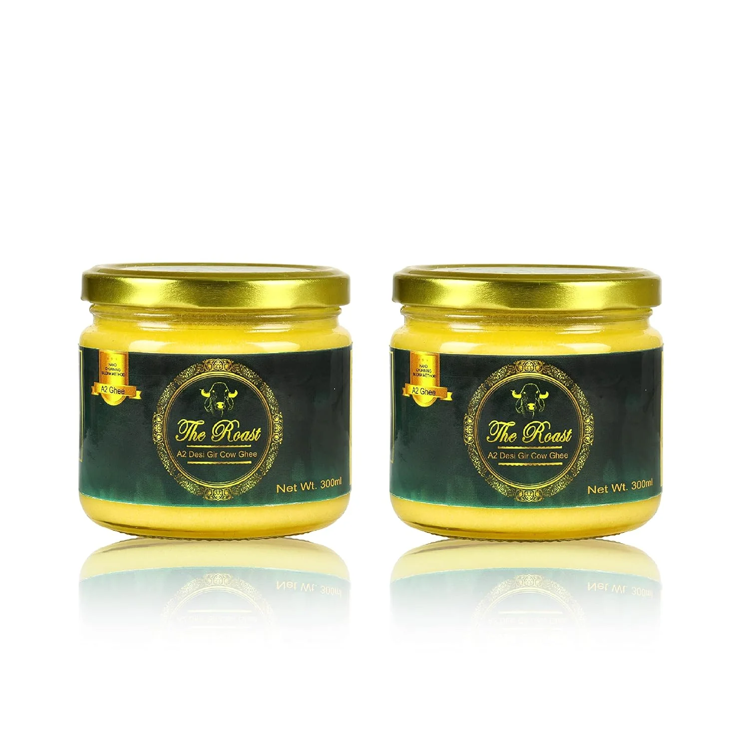 Pure Premium A2 Desi Gir Cow Ghee By The Roast | Highly Nutritious & Healthy Desi Ghee For Protact Eyesight | 600ml (300ml * 2) 20.2 Ounce | Jar Pack