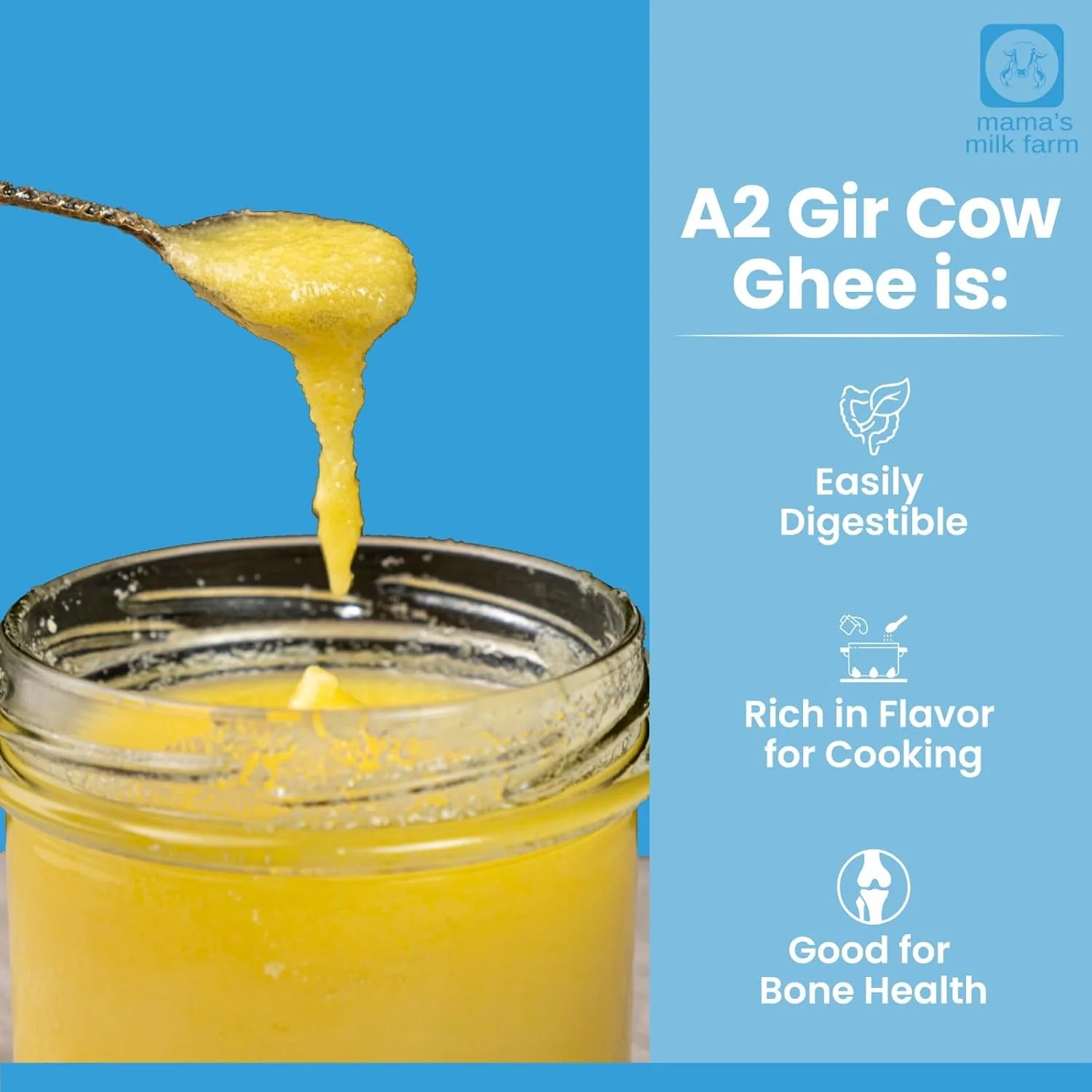 Pure Premium A2 Gir Cow Ghee By Mama'S Milk Farm | High In Protein Fiber Healthy Desi Ghee Perfect Choice For Everyday Cooking | 700ml (350ml * 2) | 23.6 Ounce | Jar Pack - Image 4