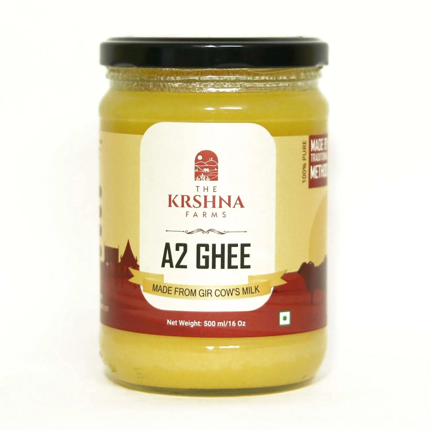 Pure Premium A2 Gir Cow Ghee By The Krshna Farms | Traditional Bilona Method Handmade Desi Cow Ghee For Cooking | (500ml) 16.9 Ounce | Jar Pack - Image 3