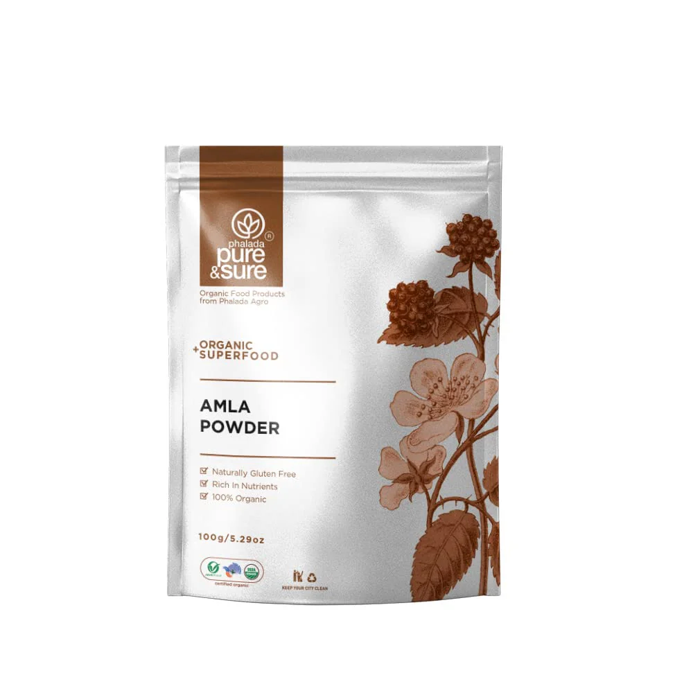 Pure & Sure Organic Amla Powder 100% Pure Amla Churan Ideal For Hair, Skin, Eating, & Drinking, Natural Immunity Booster, No Preservatives | 100gm 0.2lbs - Image 2