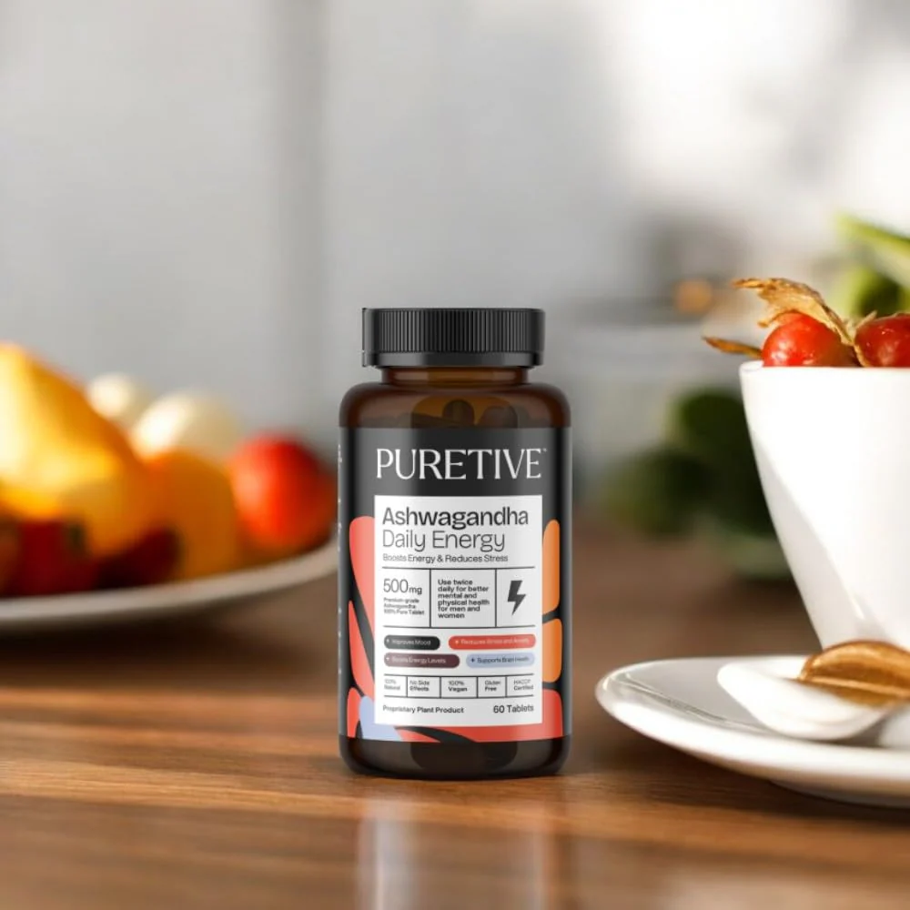 Puretive Ashwagandha 500mg General Wellness Tablets Helps Release Stress, Rejuvenates Mind & Body, Extra Strength Natural Formulation | 60 Tablets 100gm 0.2lbs - Image 4