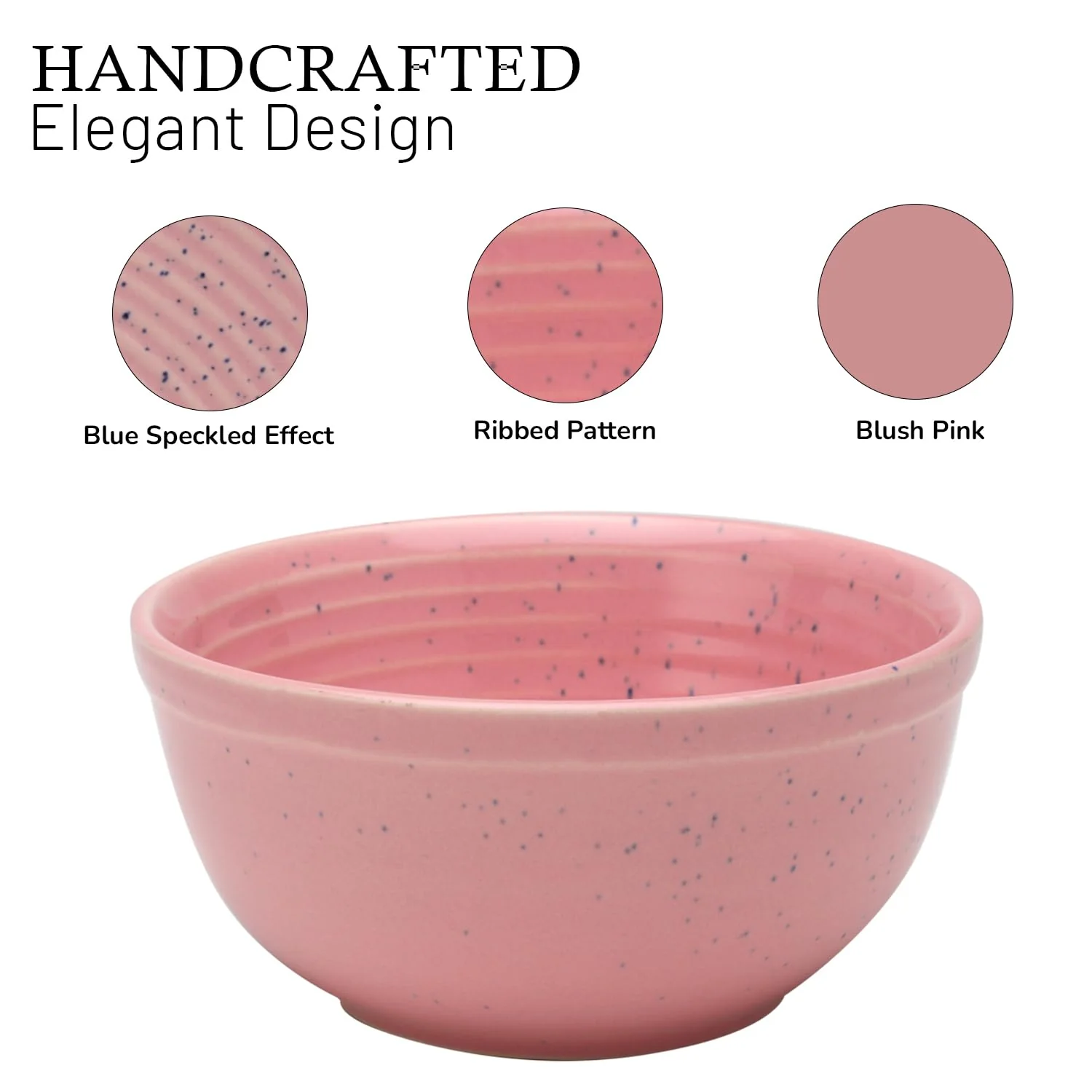 Reactive Hand Glazed Ceramic Serving Small Bowl Set Of 4 - 180ml Each, Blush Pink | Microwave & Dishware Safe - Serving Katori Set - Image 5