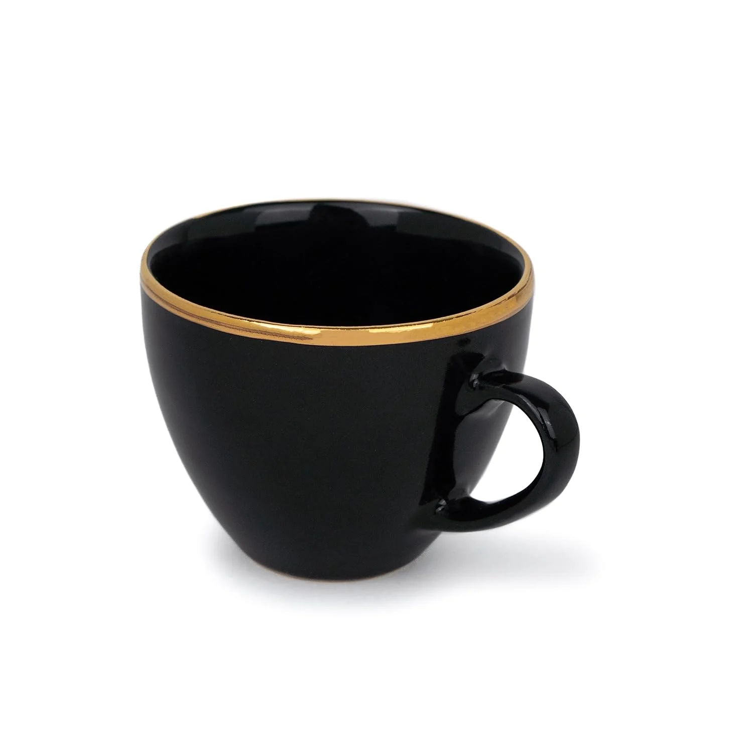 Real Gold Line Ceramic Tea Cups Set Of 6 - Black Gold Line, 200ml Each | Tea Cup Set Of 6 - Premium Ceramic Tea Set With Glossy Finish | Ceramic Tea Cup - Image 3