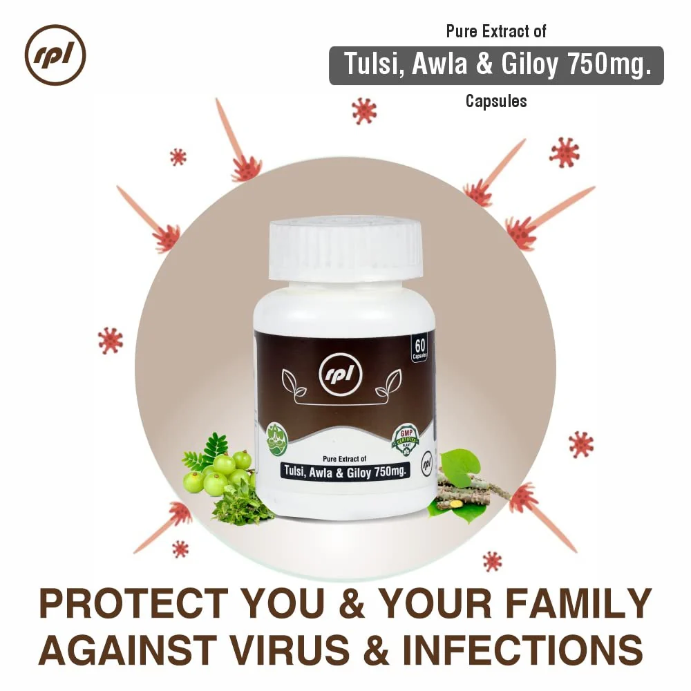 Rhone Private Limited Tulsi Awla Giloy Ayurvedic Immunity Wellness Capsules, Boost Immunity But Also Maintain Skin & Hair Health | 60 Capsules 100gm 0.2lbs - Image 2