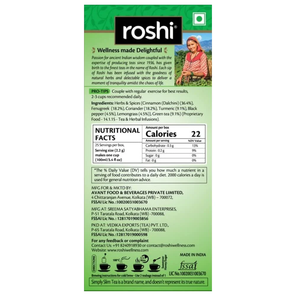 Roshi Lemongrass Cinnamon Simply Slim Green Tea + Ginger Hibiscus Digestive Delight Tea Combo - Pack Of 2 X 25 Tea Bags | 100% Natural Ingredients - Enhances Metabolism & Fitness - Image 4