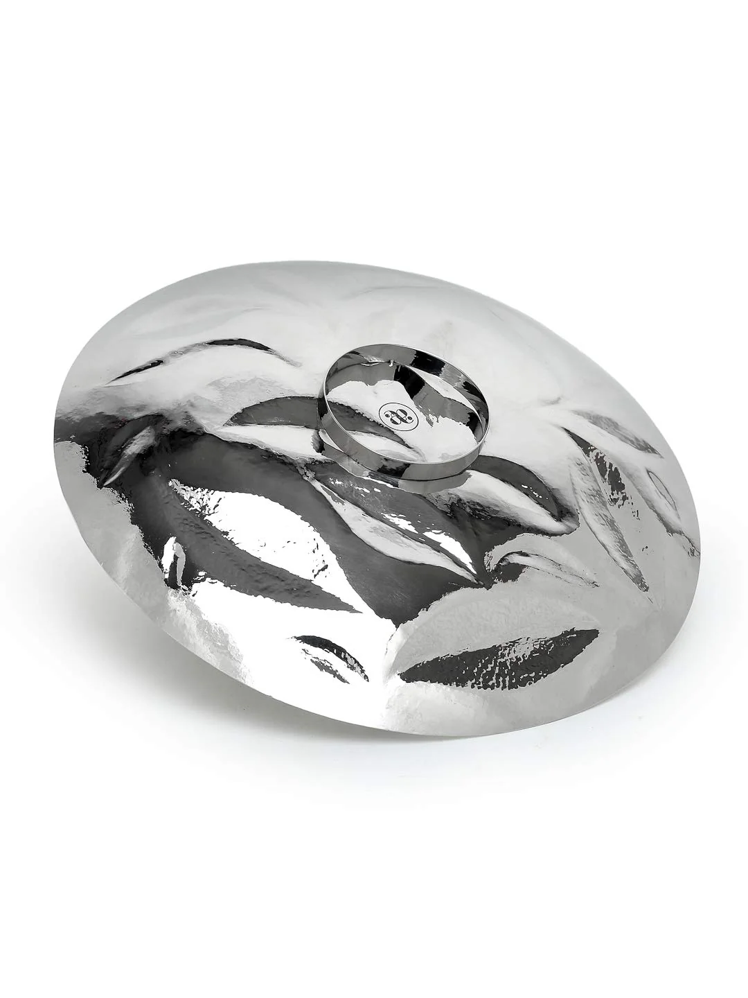 Round Silver Stainless Steel Cheese Serving Platter - Hammered Serving Tray | Home & Table Decor - Leaf Decorative Platter - Image 2