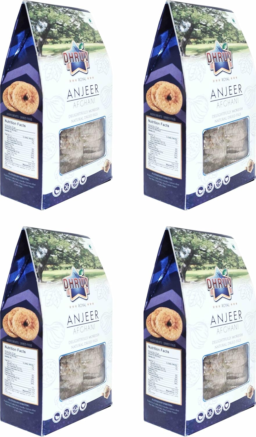 Royal Afghani Anjeer Figs By Dhruv 1kg, 4 Packs Of 250gm, Each | Delightfully Moreish Natural Dry Figs | 35.2 Ounce