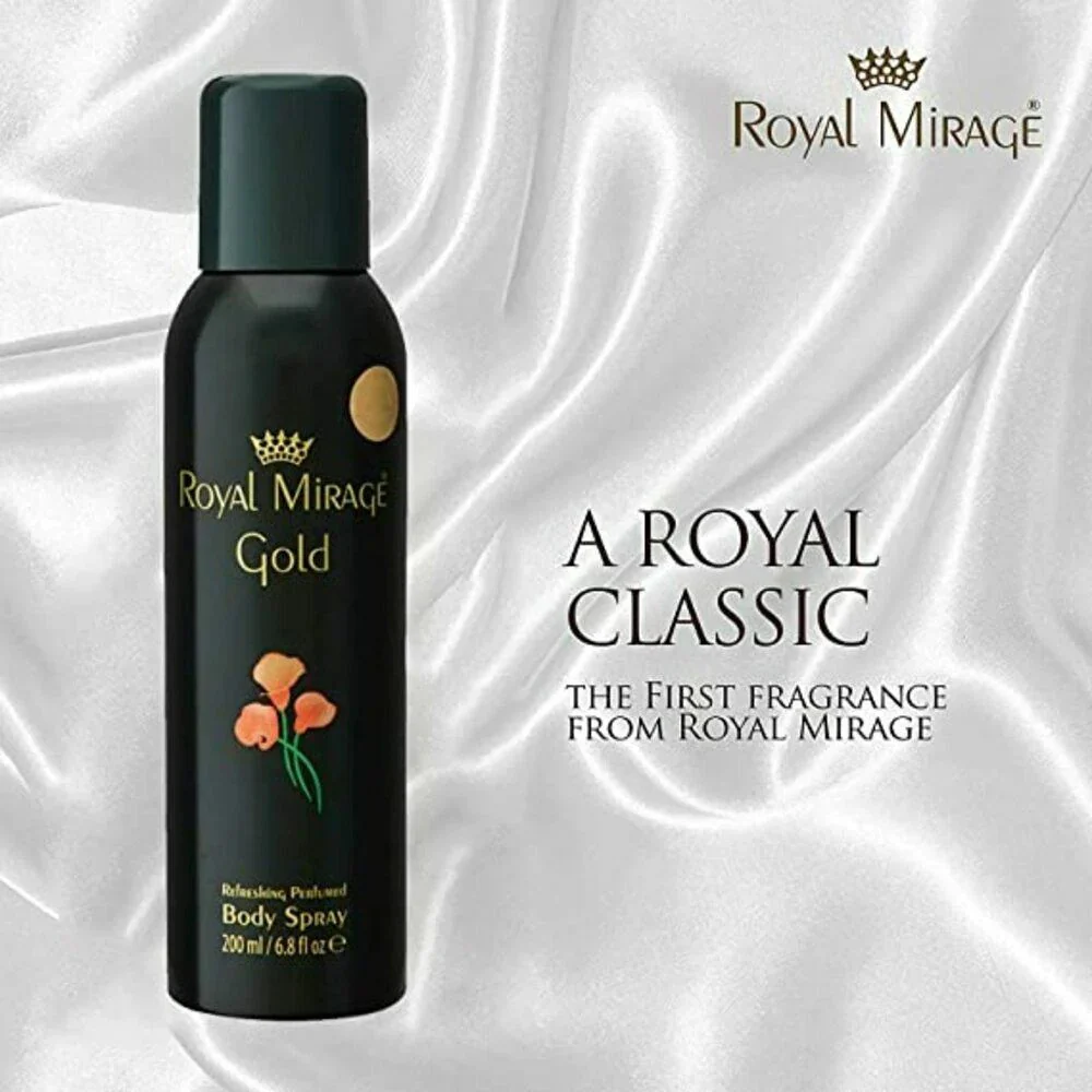 Royal Mirage Gold Refreshing Perfumed Body Spray 200ml 6.8 Fl.oz. Unisex Fragrance | Long Lasting - Image 3