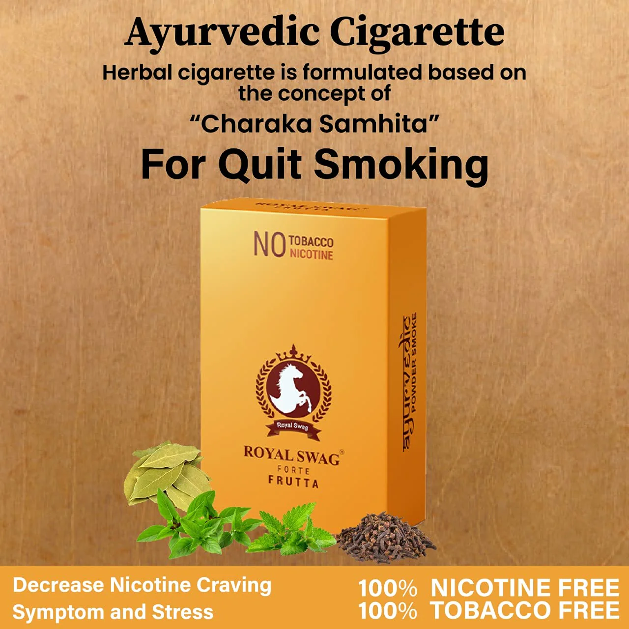 Royal Swag Ayurvedic & Herbal Cigarette, Frutta Flavour Smoke Tobacco Free Cigarettes Helps In Quit Smoking - 100 Sticks + 1 Shot - Image 3
