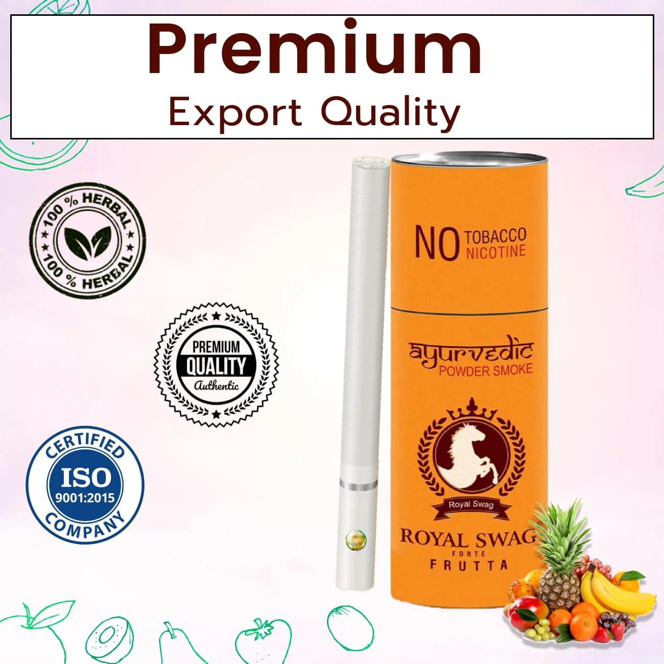 Royal Swag Ayurvedic Herbal Cigarettes Frutta, Mint Flavour Smoke King Size 50 Stick Each 100% Nicotine & Tobacco Free - Made With Natural Herbs Clove, Tulsi, Cinnamon, Mulethi (Non-Addictive) - Image 3
