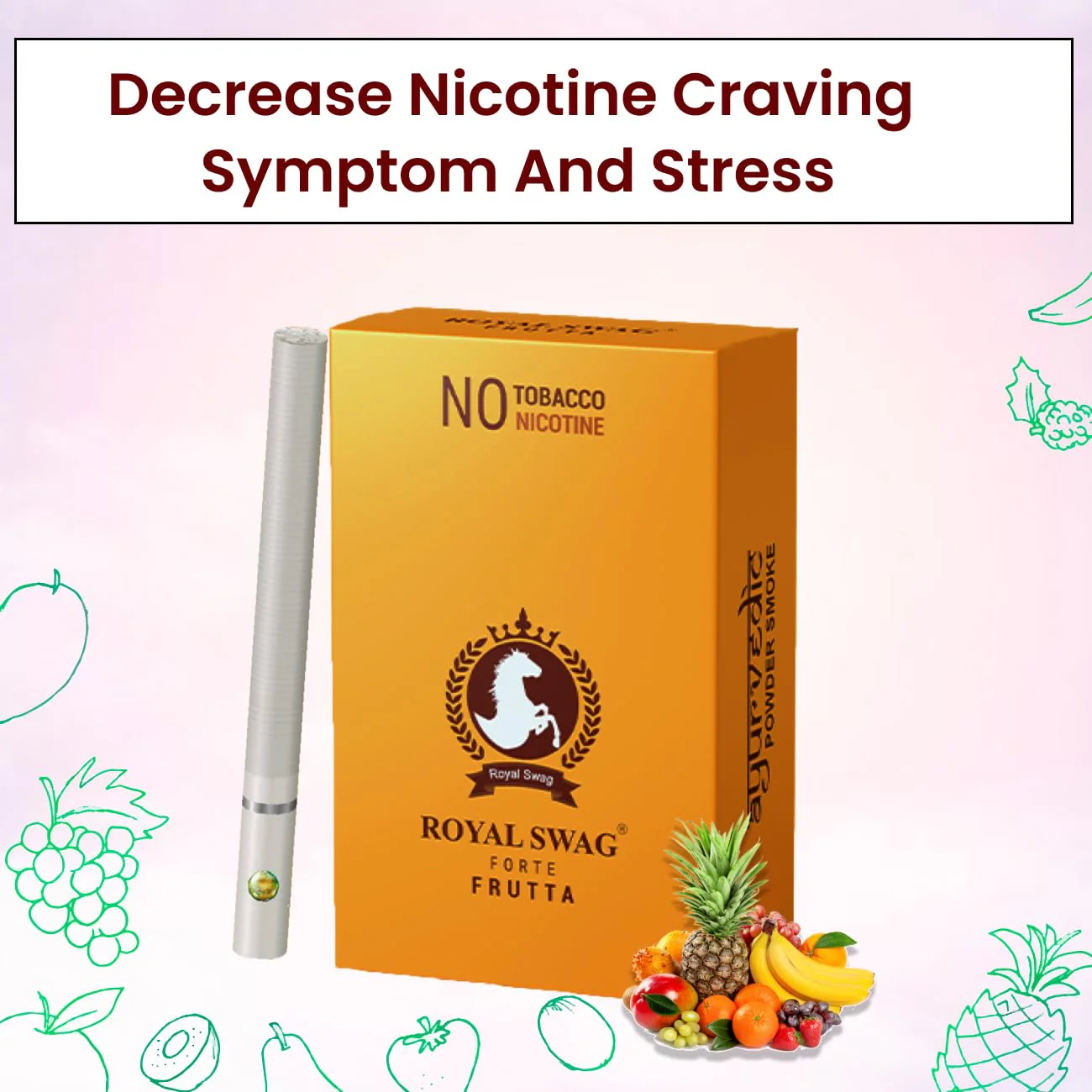 Royal Swag Ayurvedic Herbal Nicotine Free Cigarettes 100% Tobacco-Free 100% Nicotine-Free Clove, Frutta, Mint Flavoured | Smoking Cessation Pack Of 30 With 15g Lip Balm - Image 5