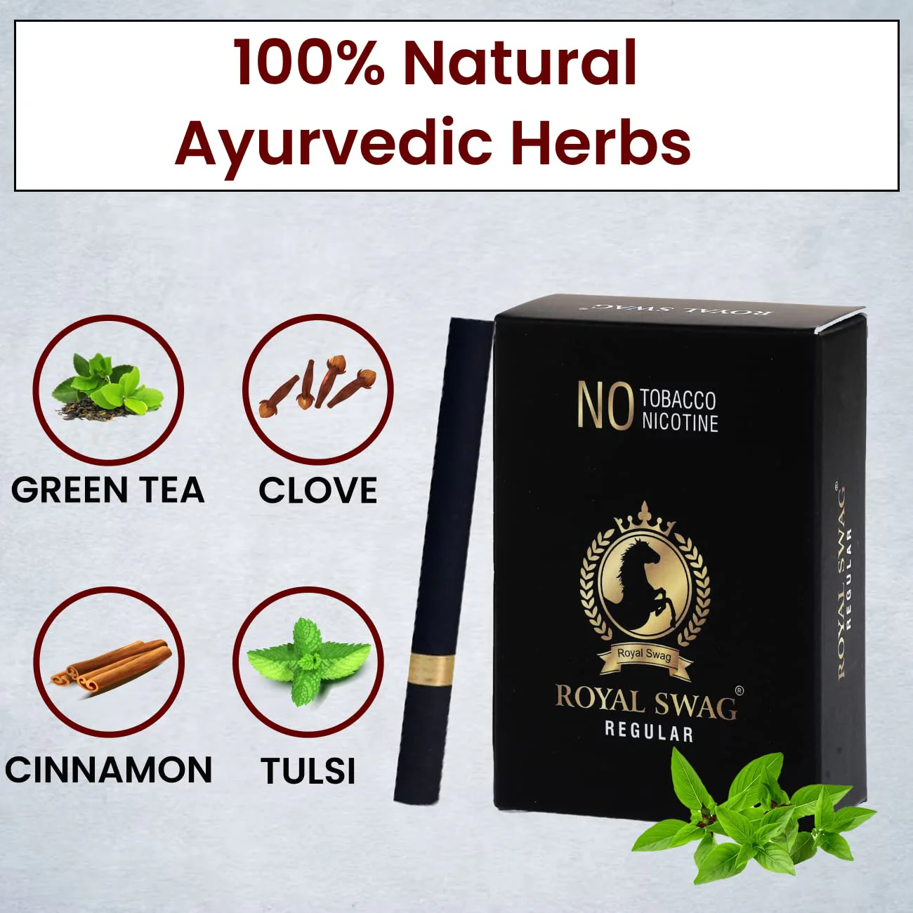 Royal Swag Ayurvedic & Herbal Smokes Cigarettes - Tobacco And Nicotine Free (Regular Flavored Pack Of 30 Smoke, Shot-1) - Image 5