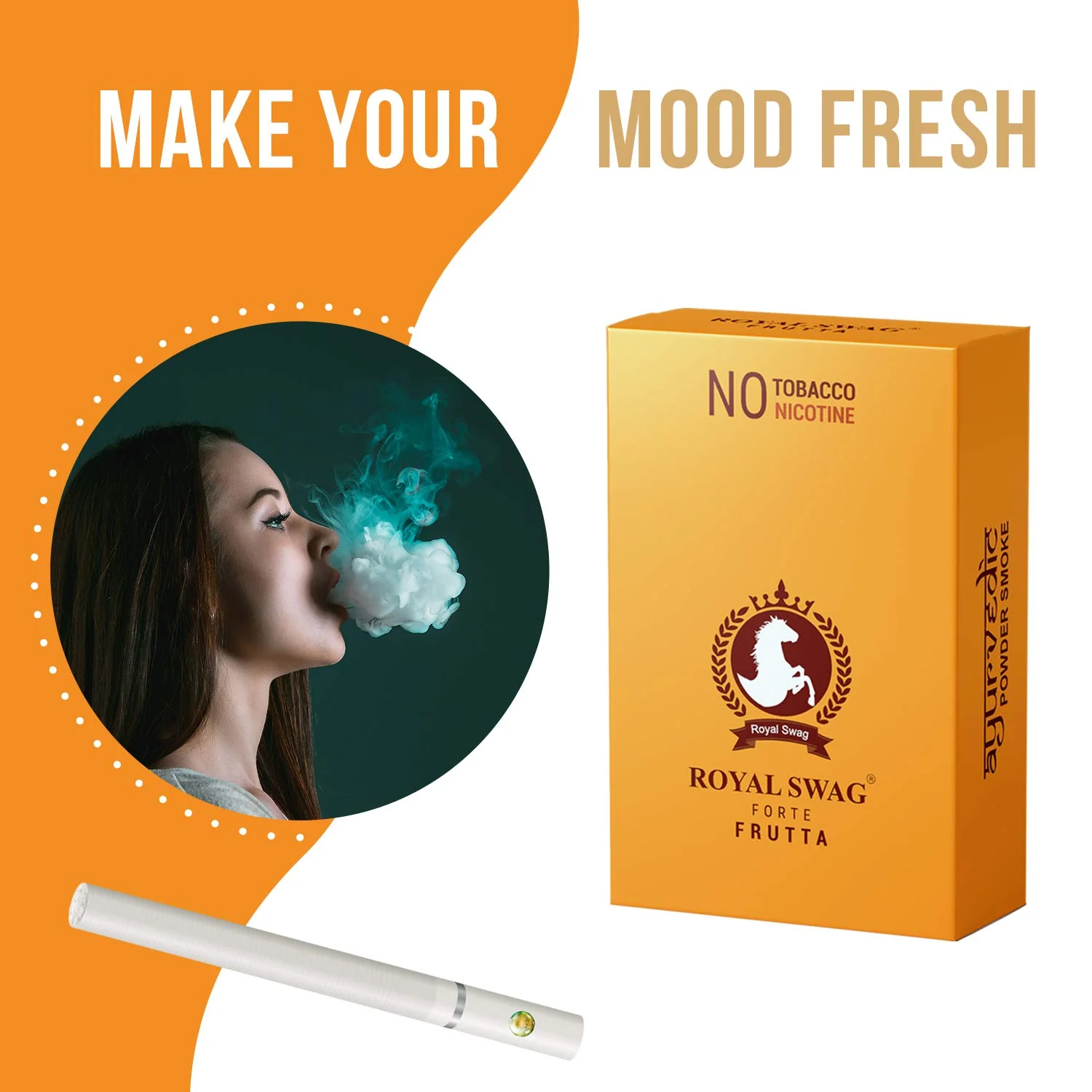 Royal Swag Herbal Cigarette Mint, Frutta Flavoured - 200 Sticks 100% No Nicotine & No Tobacco - Smoking Cessation With 100% Natural 20ml Shot Anti Addiction Spray | Pack Of 200 - Image 3