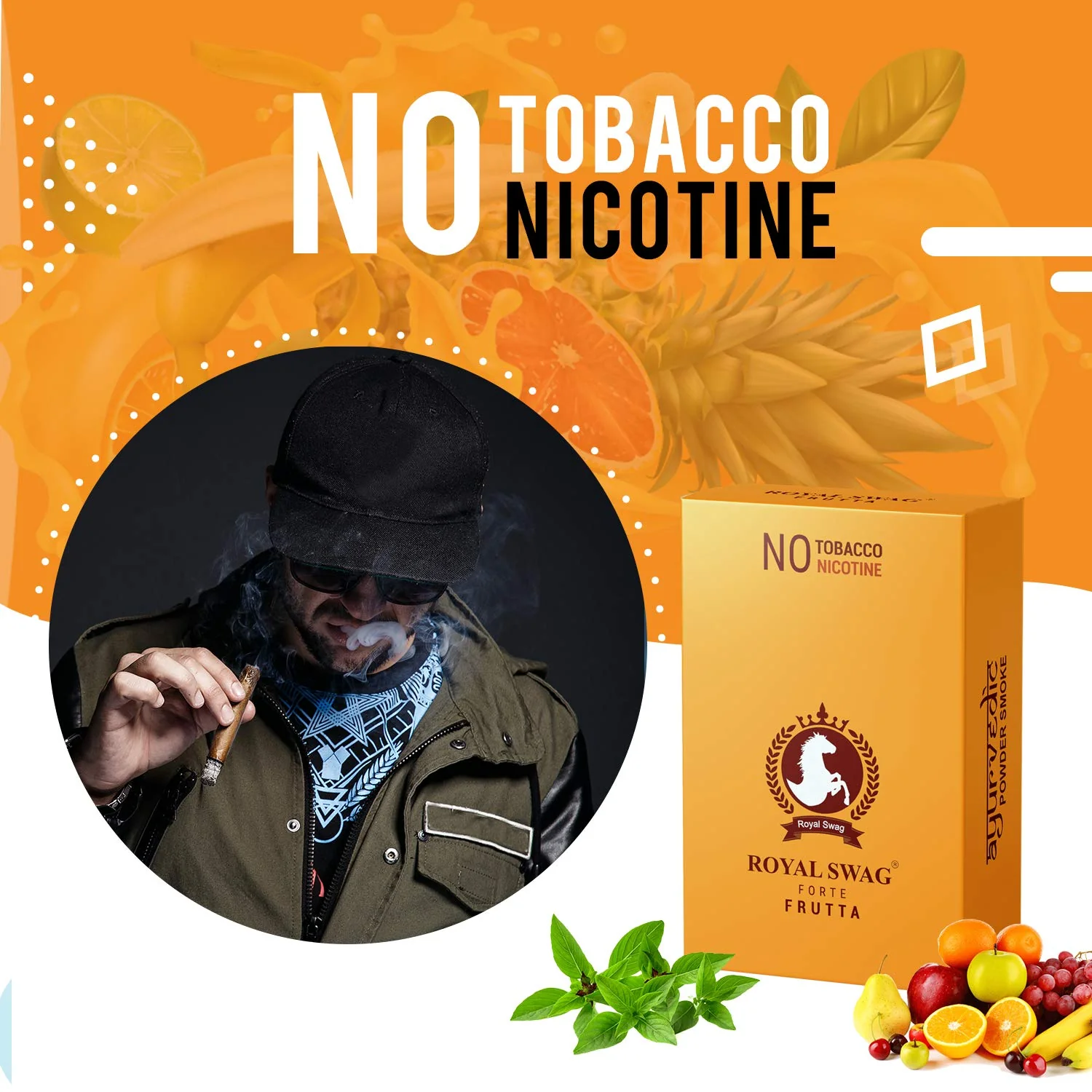 Royal Swag Herbal Cigarette Mint, Frutta Flavoured 400 Sticks 100% No Nicotine & No Tobacco - Smoking Cessation With 100% Natural 20ml Shot Anti Addiction Spray | Pack Of 400 - Image 2