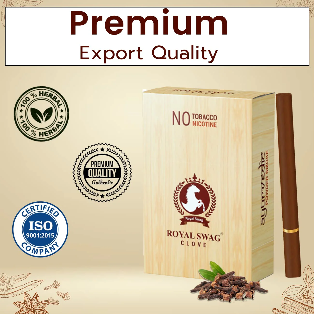 Royal Swag Herbal Cigarettes Mint, Clove Flavoured 80 Sticks | 100% Tobacco Free & Nicotine Free Tobacco Alternatives Herbal Smokes Made With Ayurvedic & Natural Herbs Pack Of 80 - Image 2