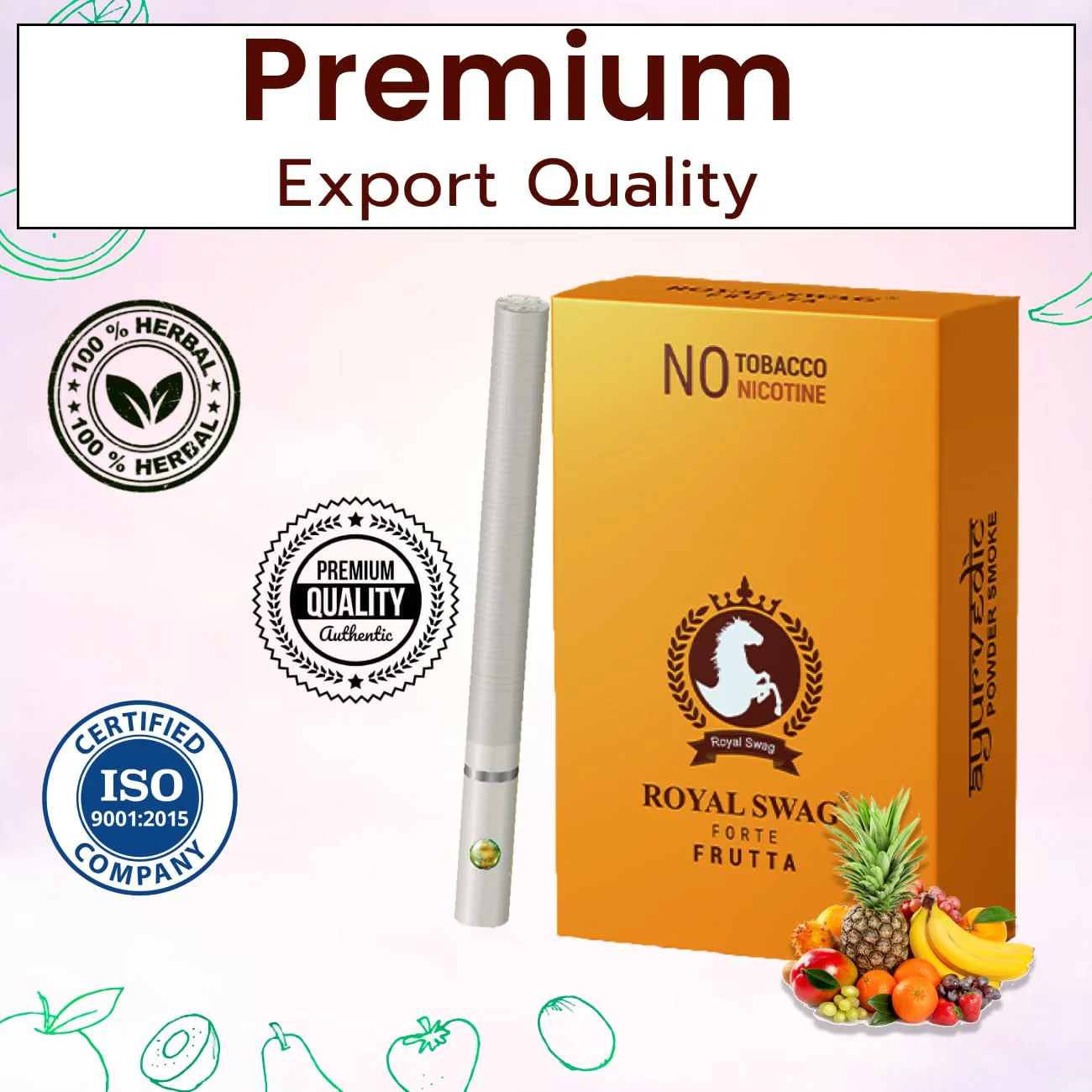 Royal Swag Herbal Cigarettes Mint, Frutta Clove Flavoured 40 Sticks | 100% Tobacco Free & Nicotine Free Tobacco Alternatives Herbal Smokes Pack Of 40 With 100ml Shot Anti Addiction Spray - Image 3